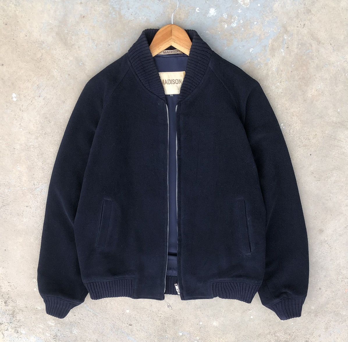 Madison Vintage Madison Wool Zipper Bomber Jacket Size US L / EU 52-54 / 3 - 1 Thumbnail