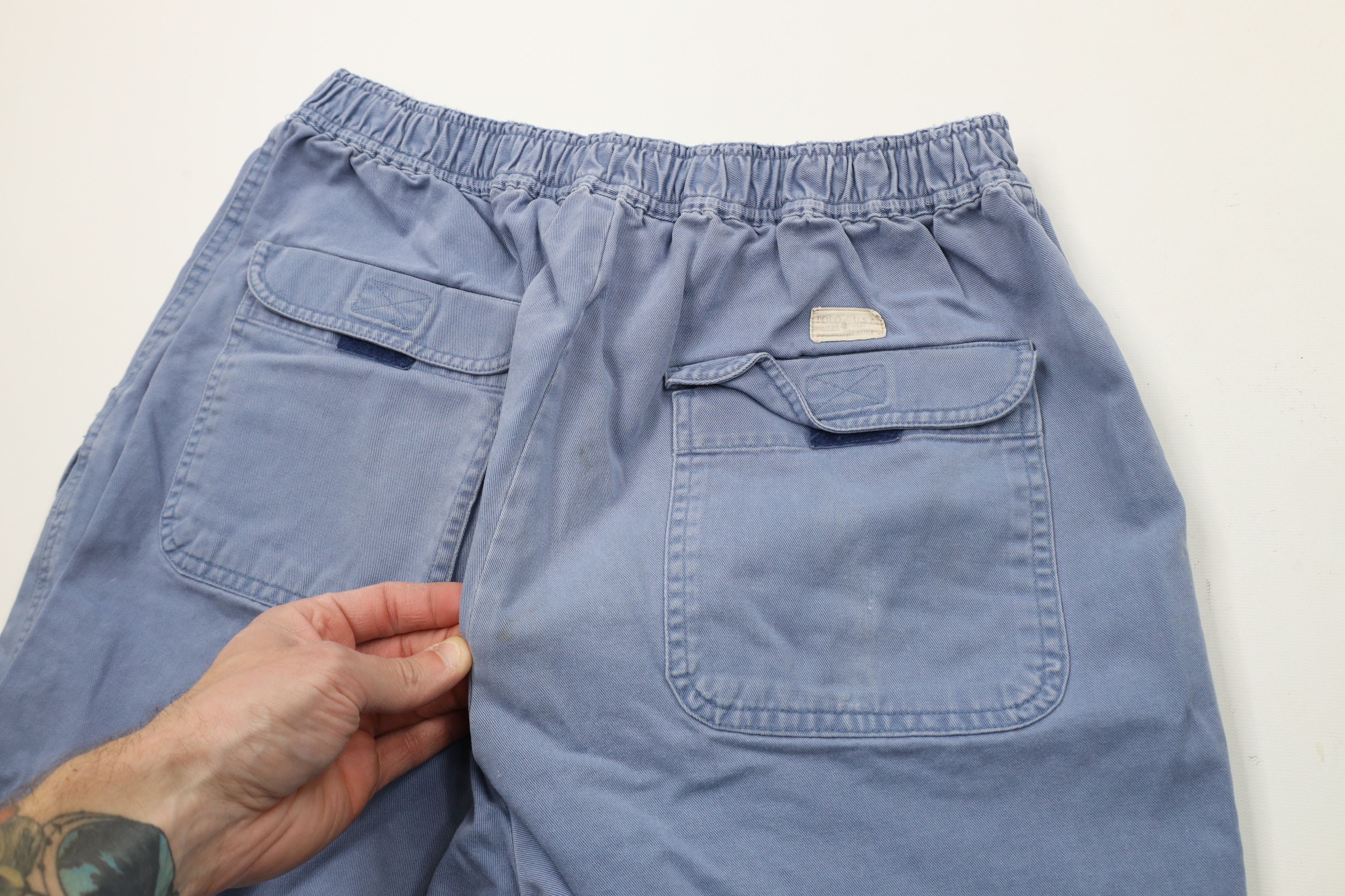 Ralph Lauren × Vintage Vintage 90s Ralph Lauren Out Above Knee Cargo Shorts Blue Size US 33 - 13 Thumbnail