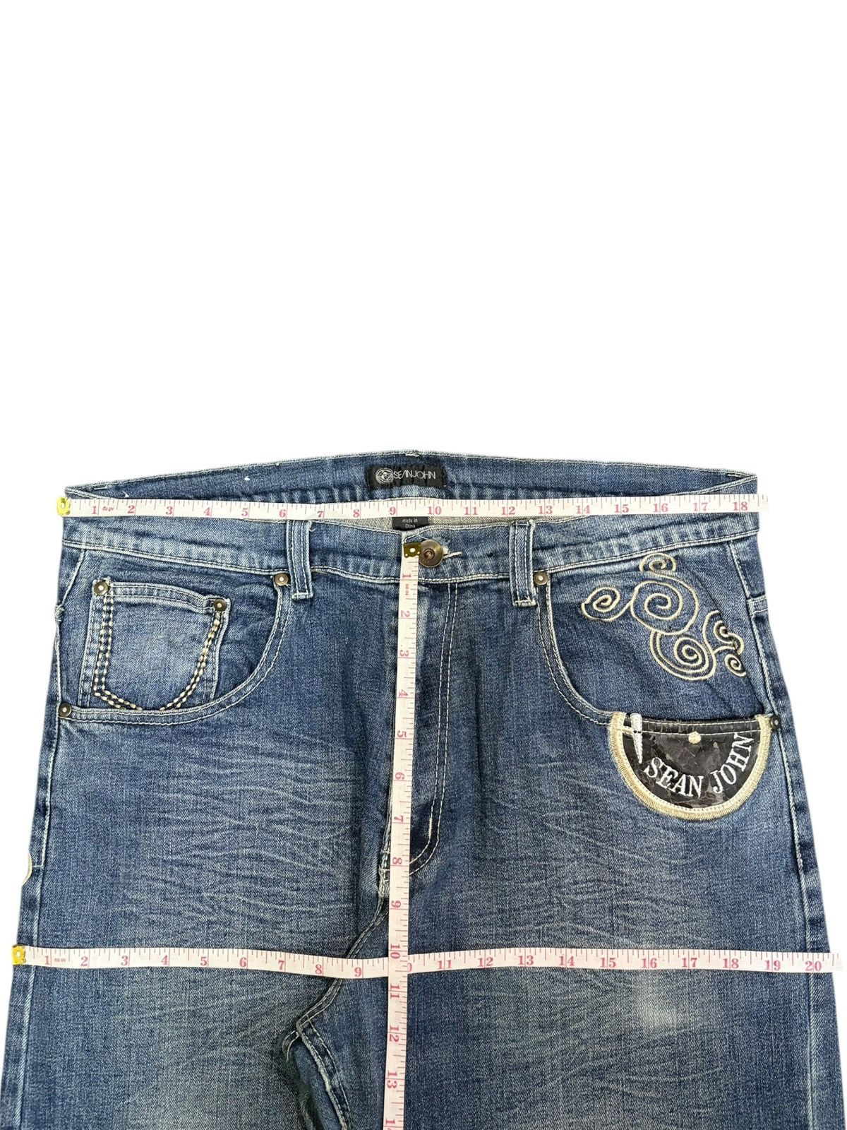 Sean John Vintage Sean John Embroidered Distress Baggy Jeans Size US 37 - 6 Thumbnail
