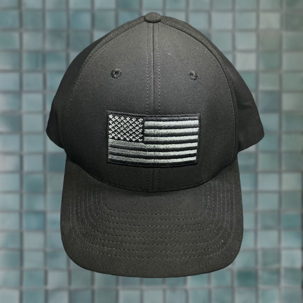 Vintage RWB American Flag Blacked Out Ripstop Range Hat - Adjustable Adult Mens Black Size ONE SIZE - 1 Thumbnail