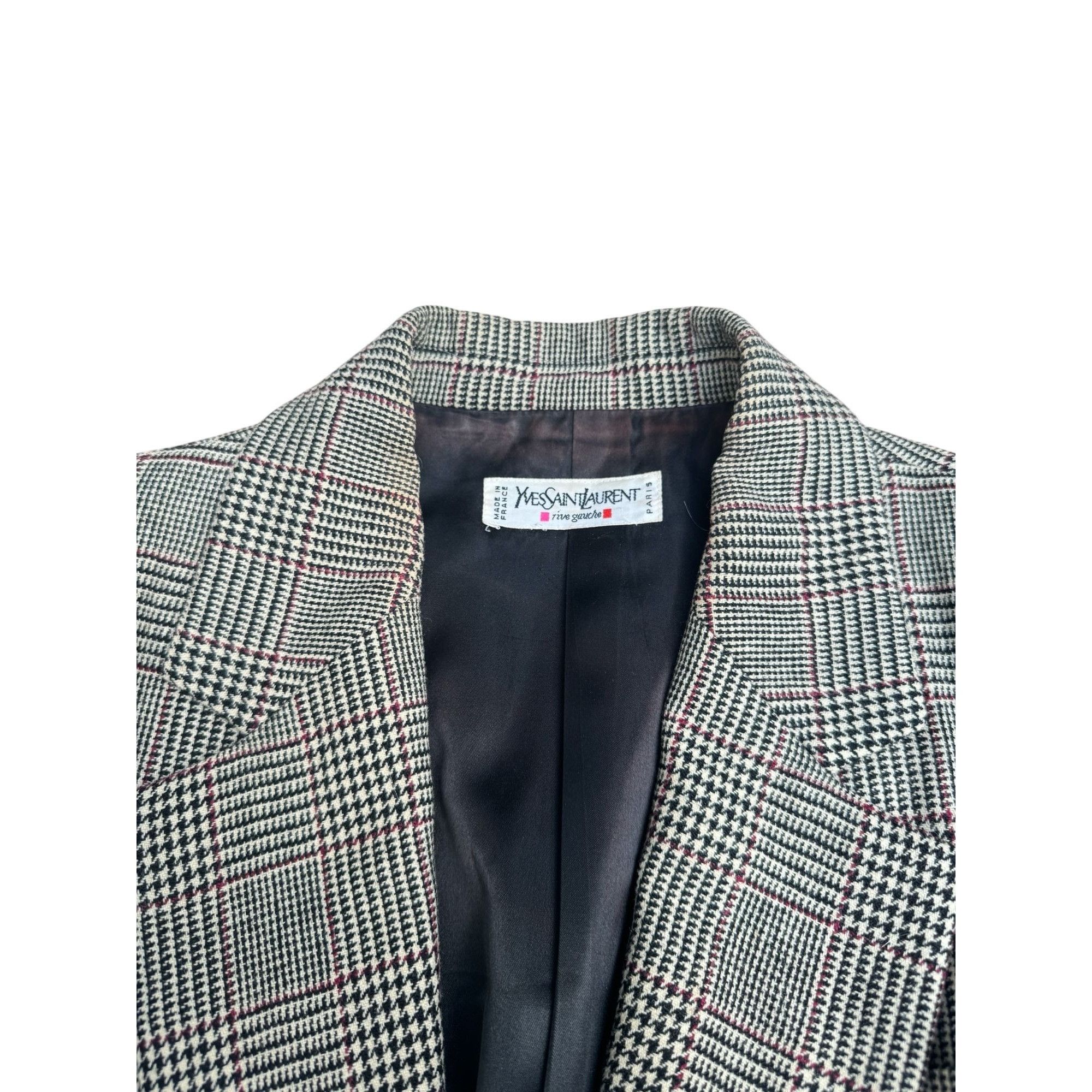 Yves Saint Laurent Vintage Grey Checkered Wool Blazer Size M / US 6-8 / IT 42-44 - 5 Thumbnail