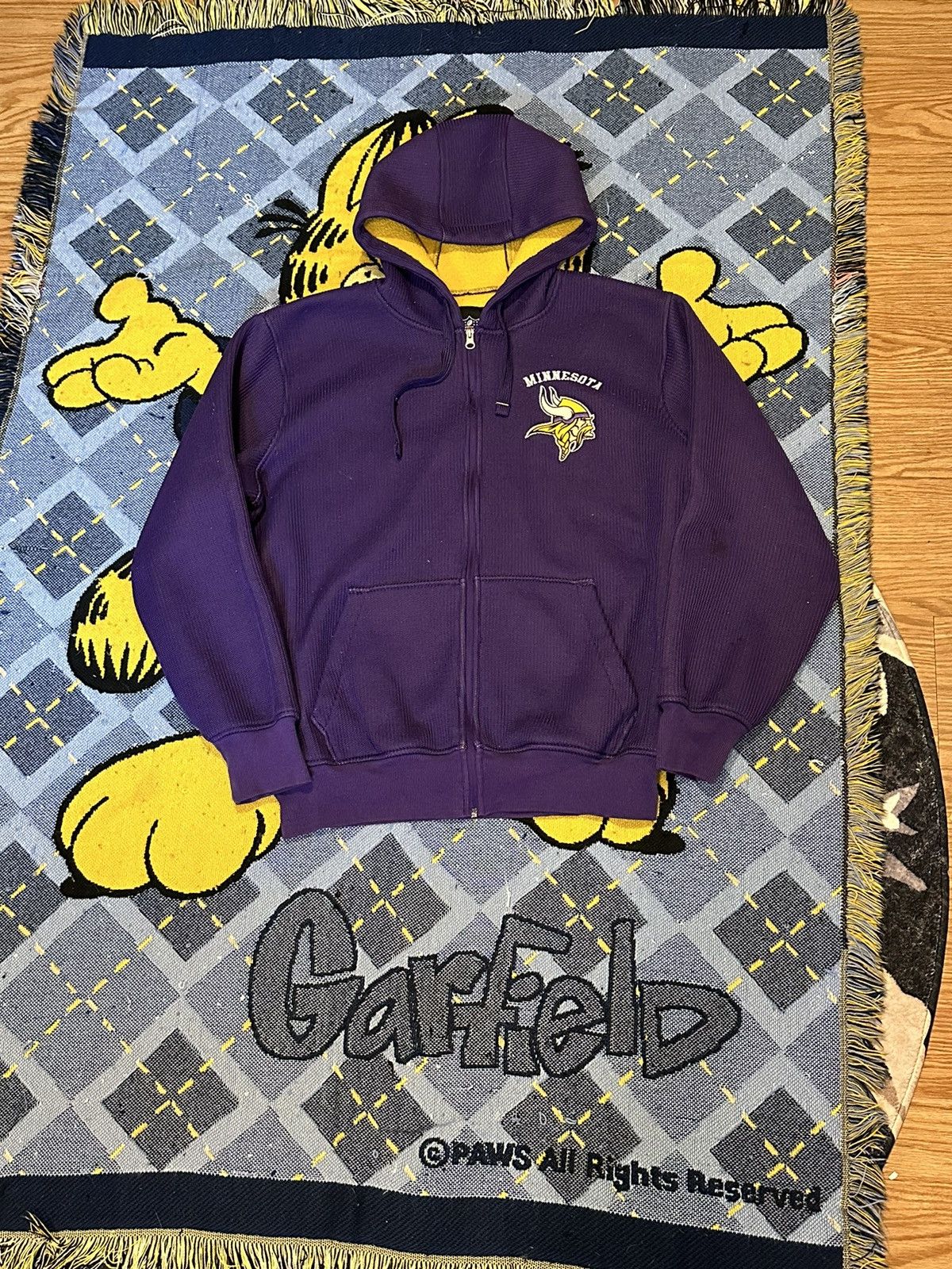 NFL Vintage Vikings Zip Up Knit Hoodie Size US L / EU 52-54 / 3 - 1 Thumbnail