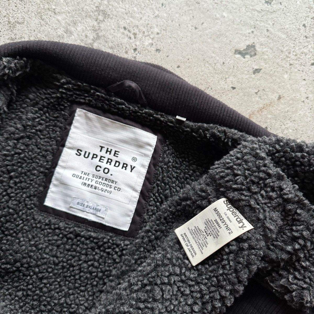 Superdry SuperDry Mens Dark Blue Sherpa Jacket Long Sleeve Full Zip Size US XXL / EU 58 / 5 - 7 Thumbnail