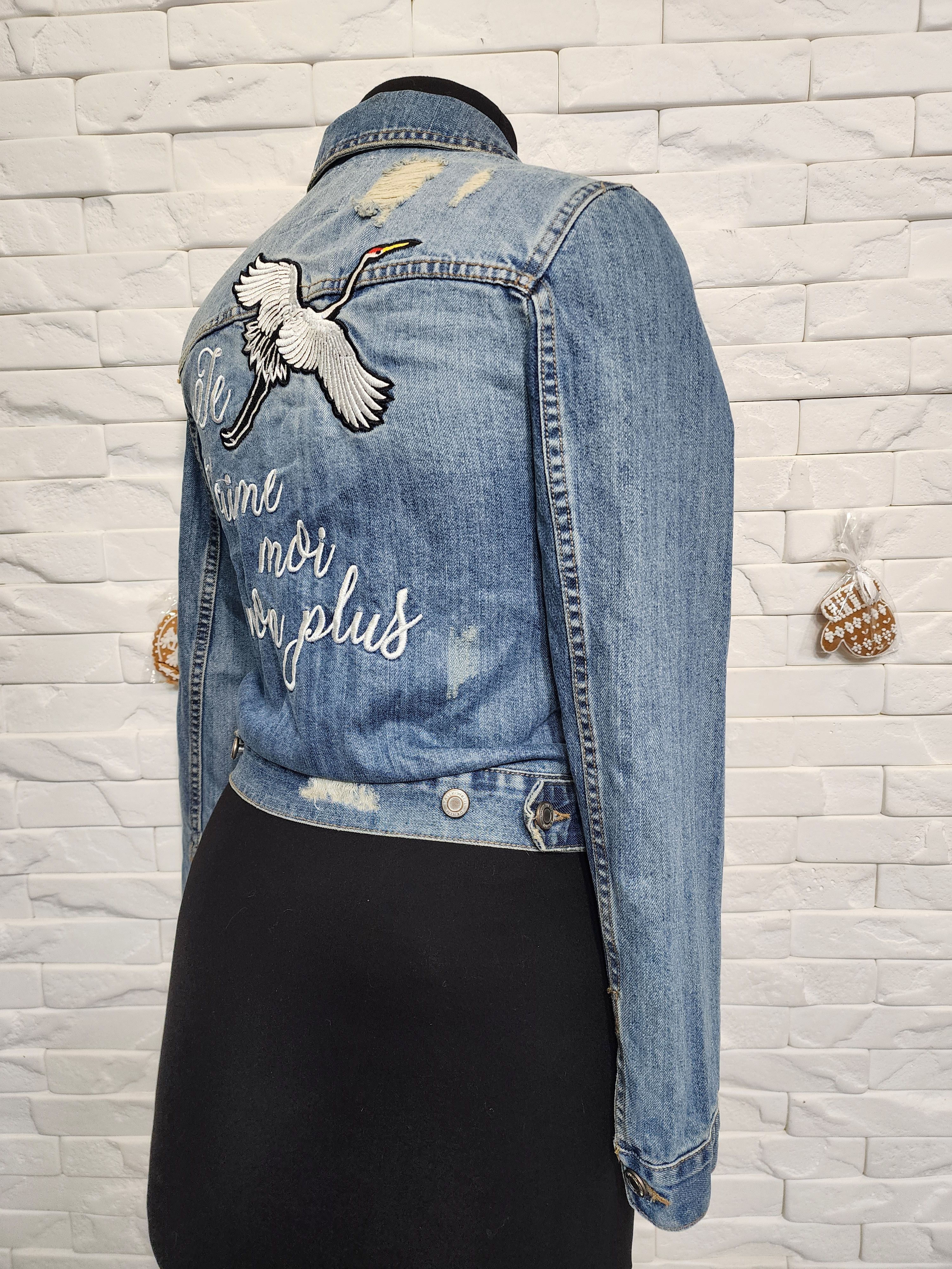 Other Blue Denim Jacket: Women's Cotton Jacket with Embroidery. Size S / US 4 / IT 40 - 6 Thumbnail