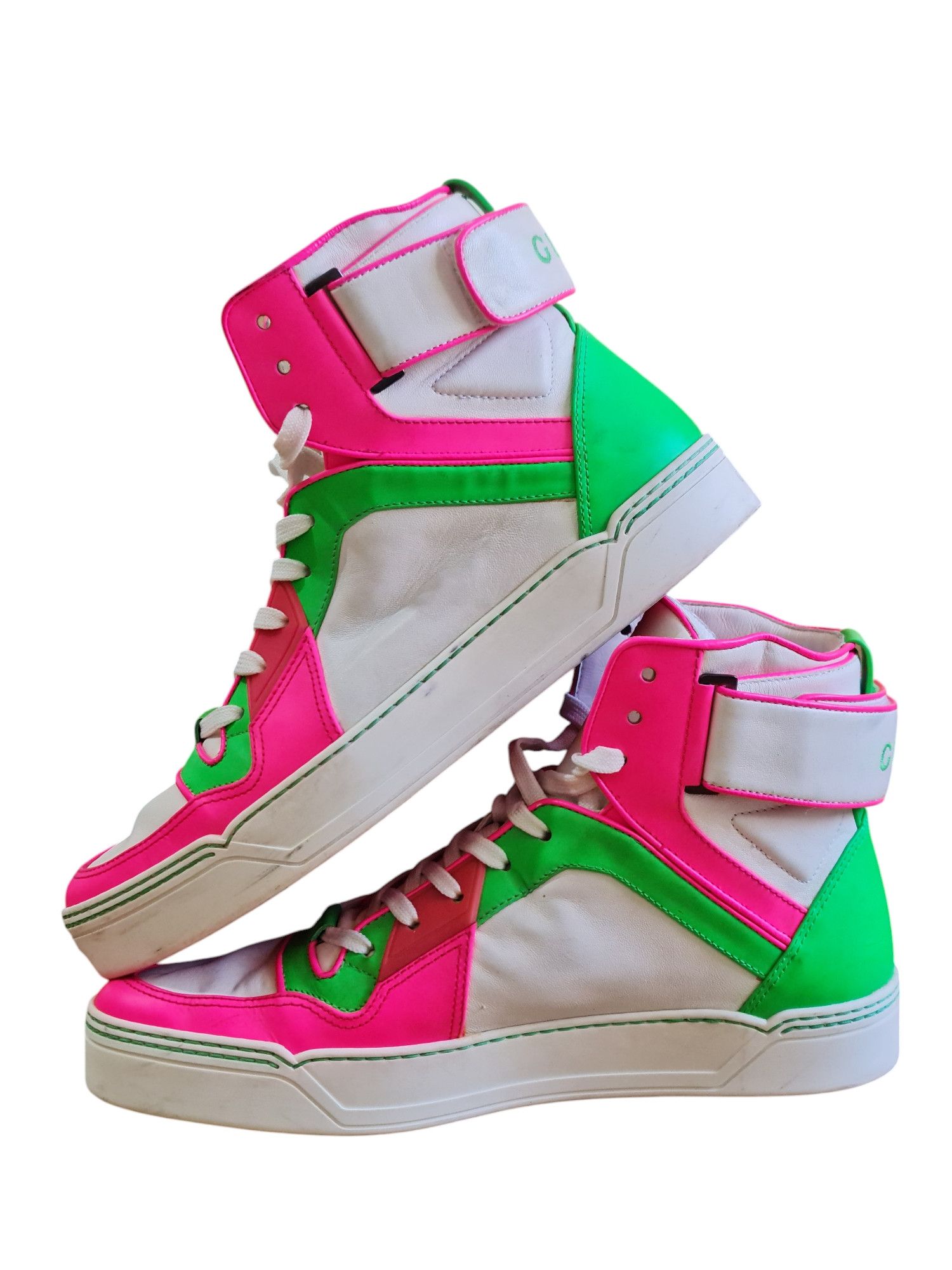 Gucci High-Top Leather Neon Sneakers Size 9G (US 10)