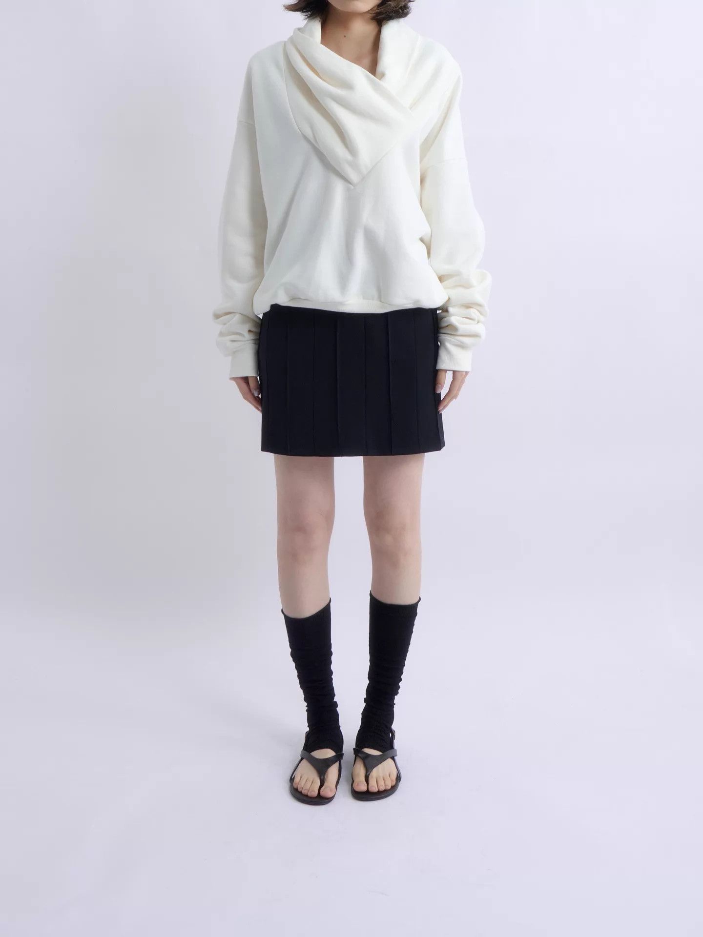 Saint Laurent Paris SAINT LAURENT 2023AW Cream Draped Cowl Neck Sweatshirt Size M / US 6-8 / IT 42-44 - 3 Thumbnail