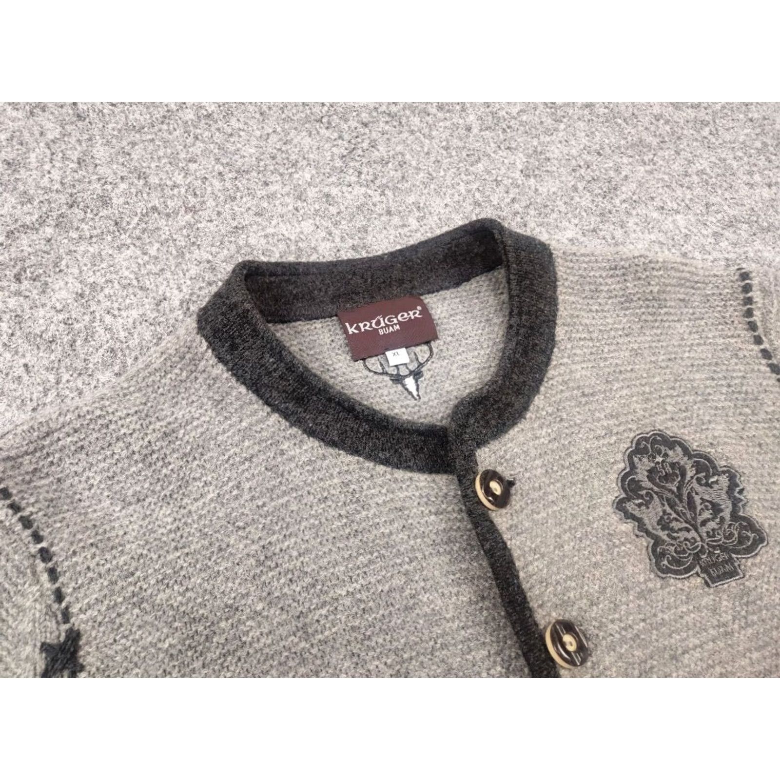 Logo 7 VINTAGE Krüger Dirndl Cardigan Wool Gray with Pockets Logo Men L Knit 90s Designer Size US L / EU 52-54 / 3 - 5 Thumbnail