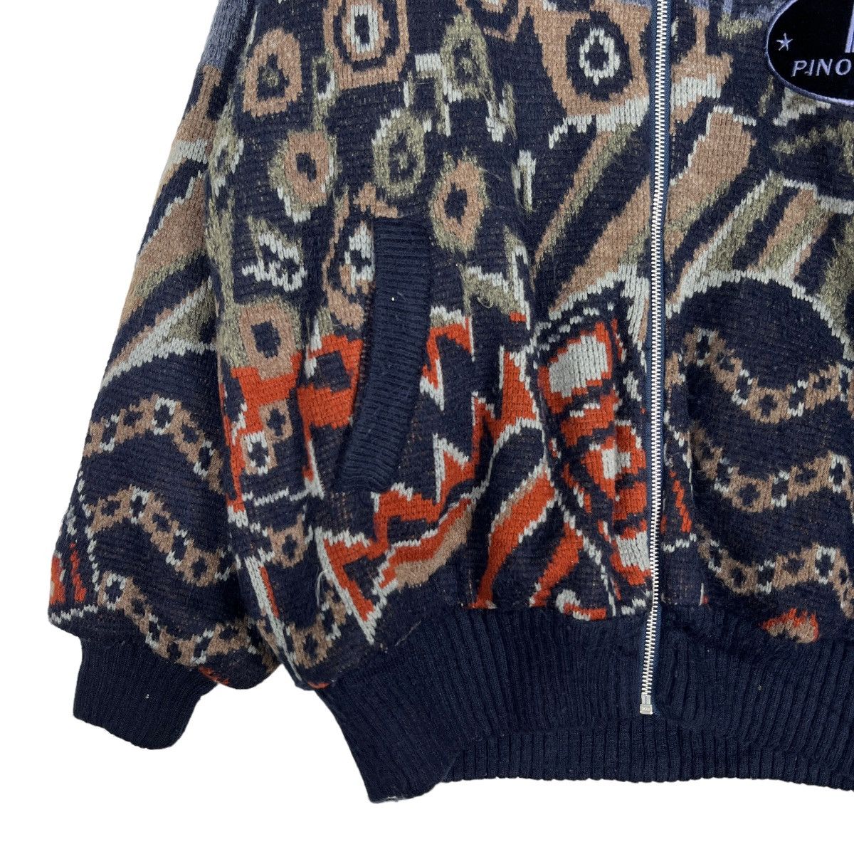 Aran Isles Knitwear 🔥 PINO BAZZO COLOR WAY KNITTED BOMBER JACKET Size US L / EU 52-54 / 3 - 4 Thumbnail