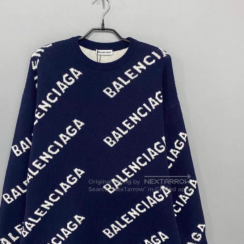 Balenciaga Balenciaga Barrage print logo knit sweater Size US L / EU 52-54 / 3 - 2 Thumbnail