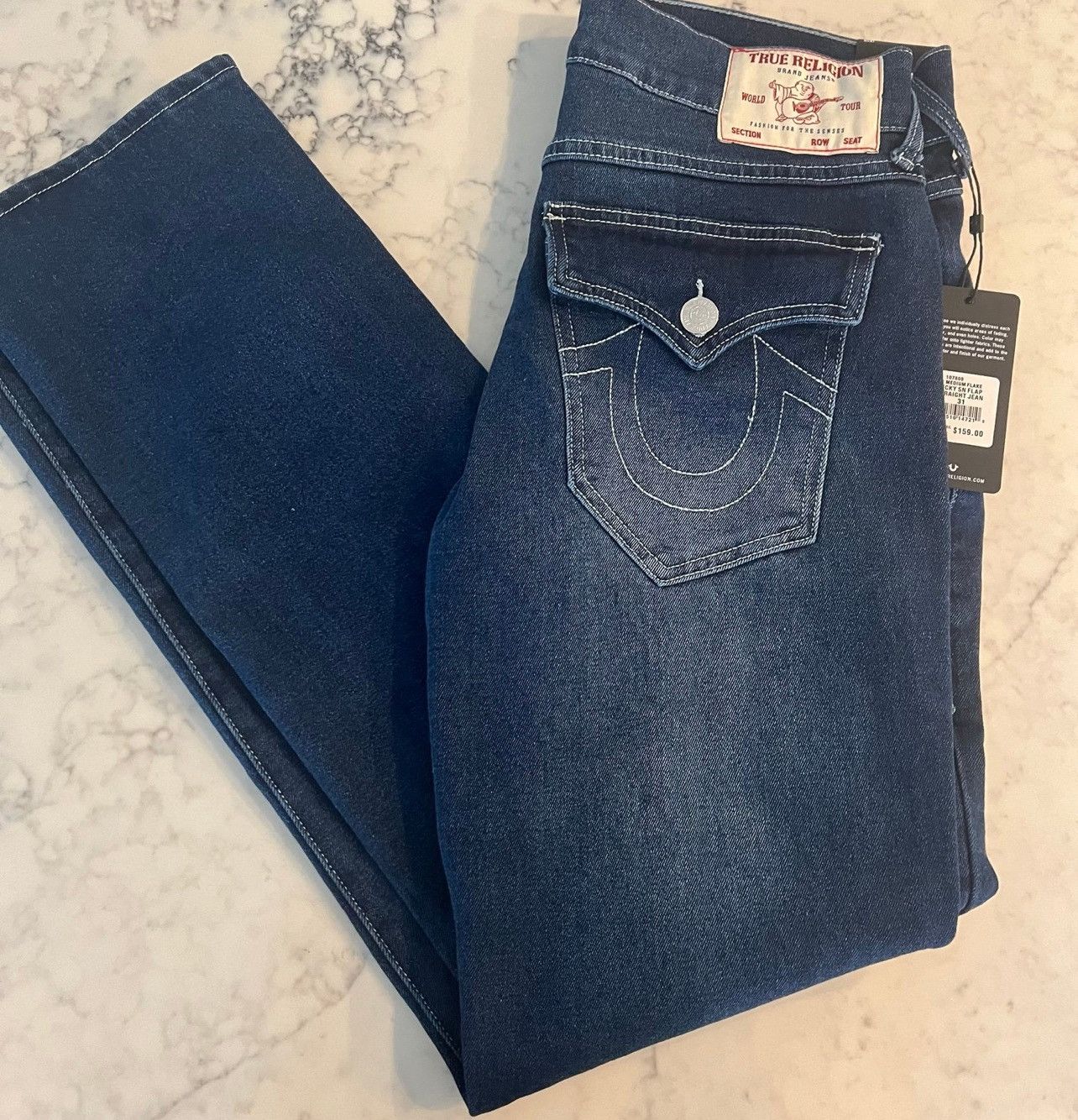 True Religion New True Religion Ricky Relaxed Straight Jeans Flap 31x34 Size US 31 - 5 Thumbnail