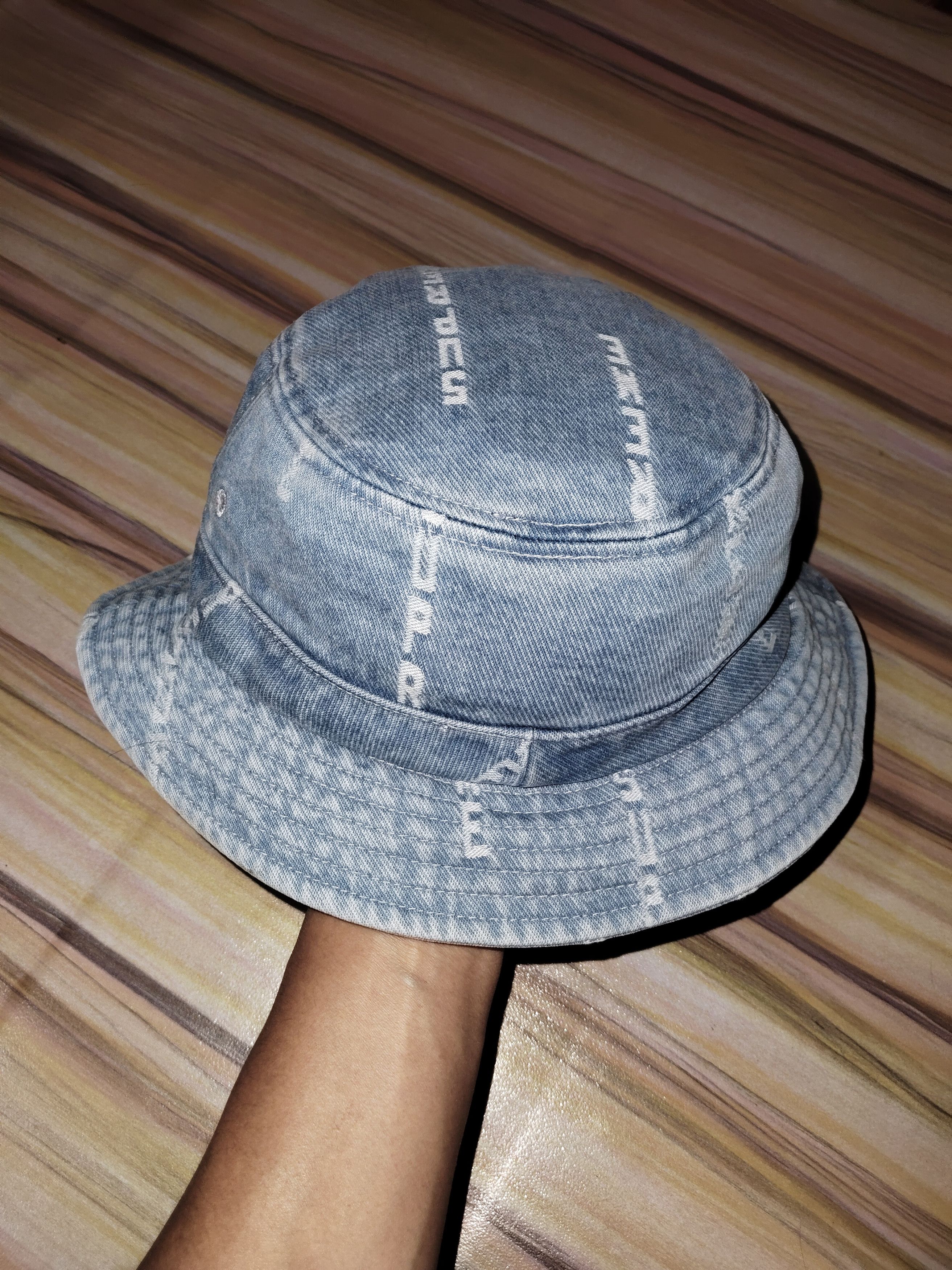 Supreme SUPREME Denim Spellout Fullprint Bucket Hat Size ONE SIZE - 4 Thumbnail