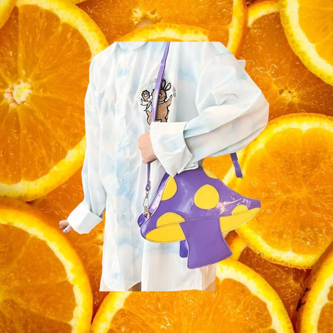 Other Purple Kawaii Mushroom Shaped Raver Bag, Cute Trippy Crossbo Size ONE SIZE - 2 Thumbnail
