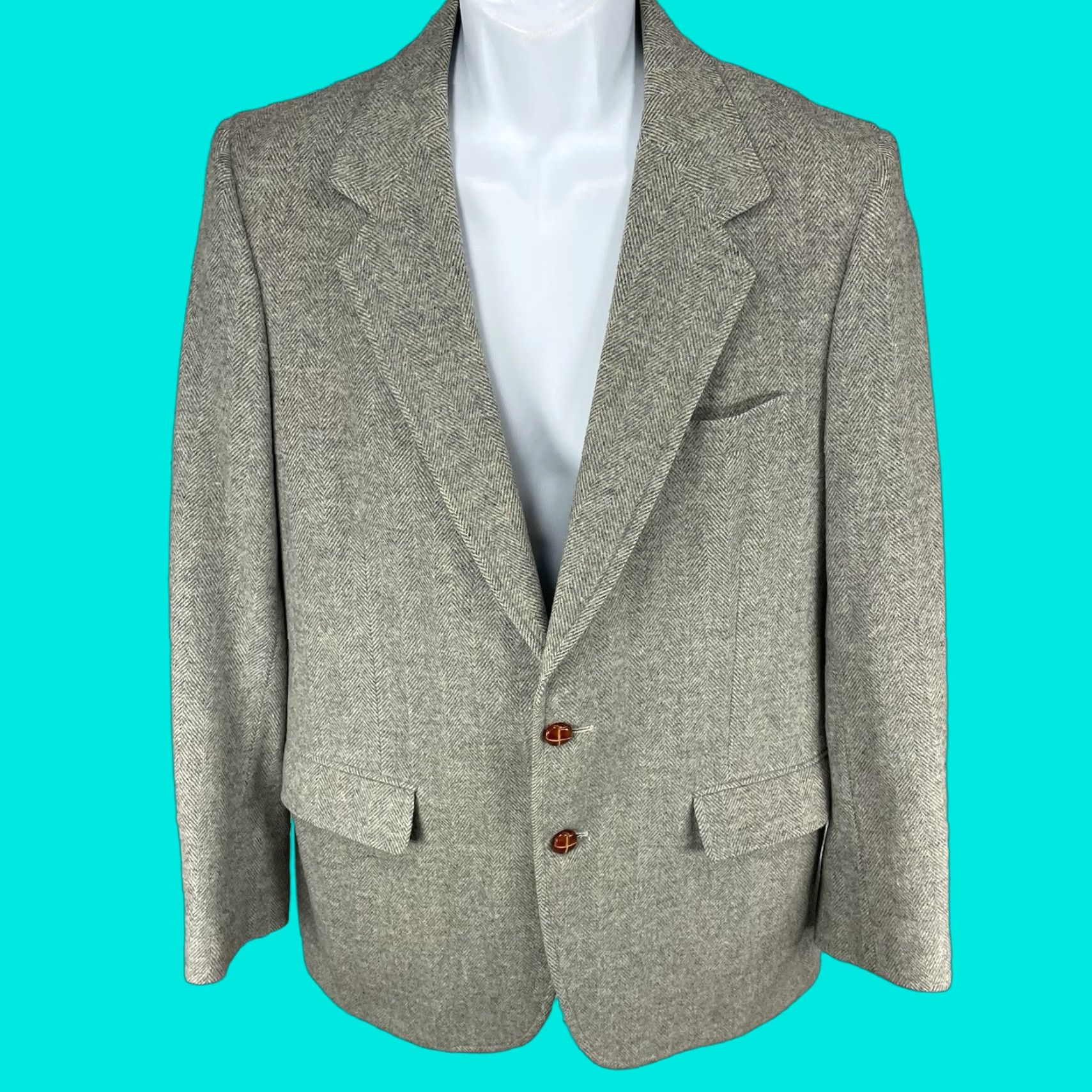 Vintage VINTAGE Palm Beach Blazer Herringbone 2 Button Vented USA Size 40 Size 40R - 1 Thumbnail