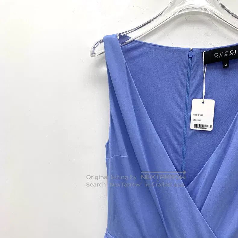 Gucci Gucci Blue V-neck sleeveless belt dress Size M / US 6-8 / IT 42-44 - 3 Thumbnail