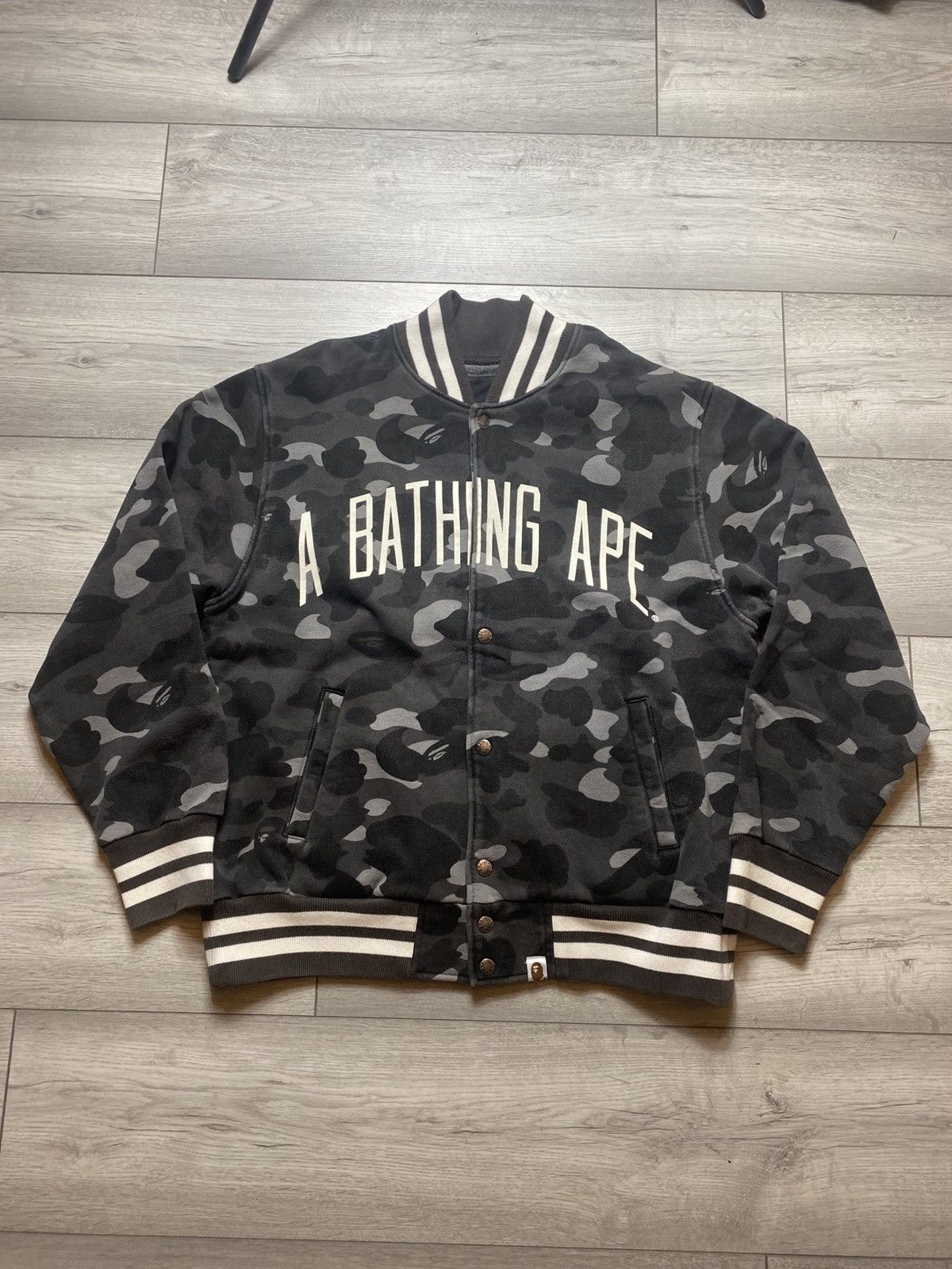 Bape Bape camo varsity bomber jacket Size US M / EU 48-50 / 2 - 1 Thumbnail