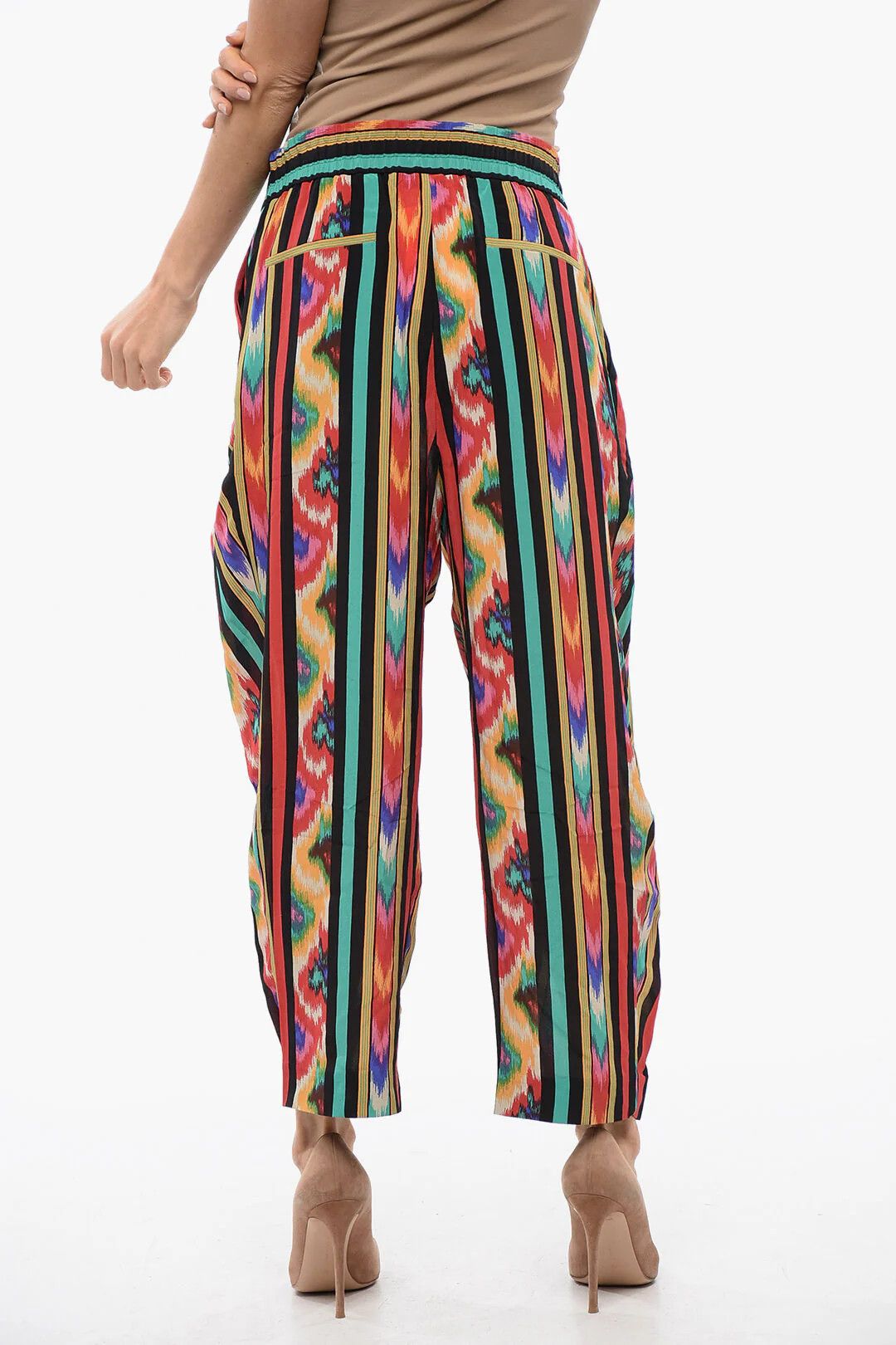 Balmain og1mm0326 Printed Silk Pant in Multicolor Size 27" / US 4 / IT 40 - 2 Thumbnail