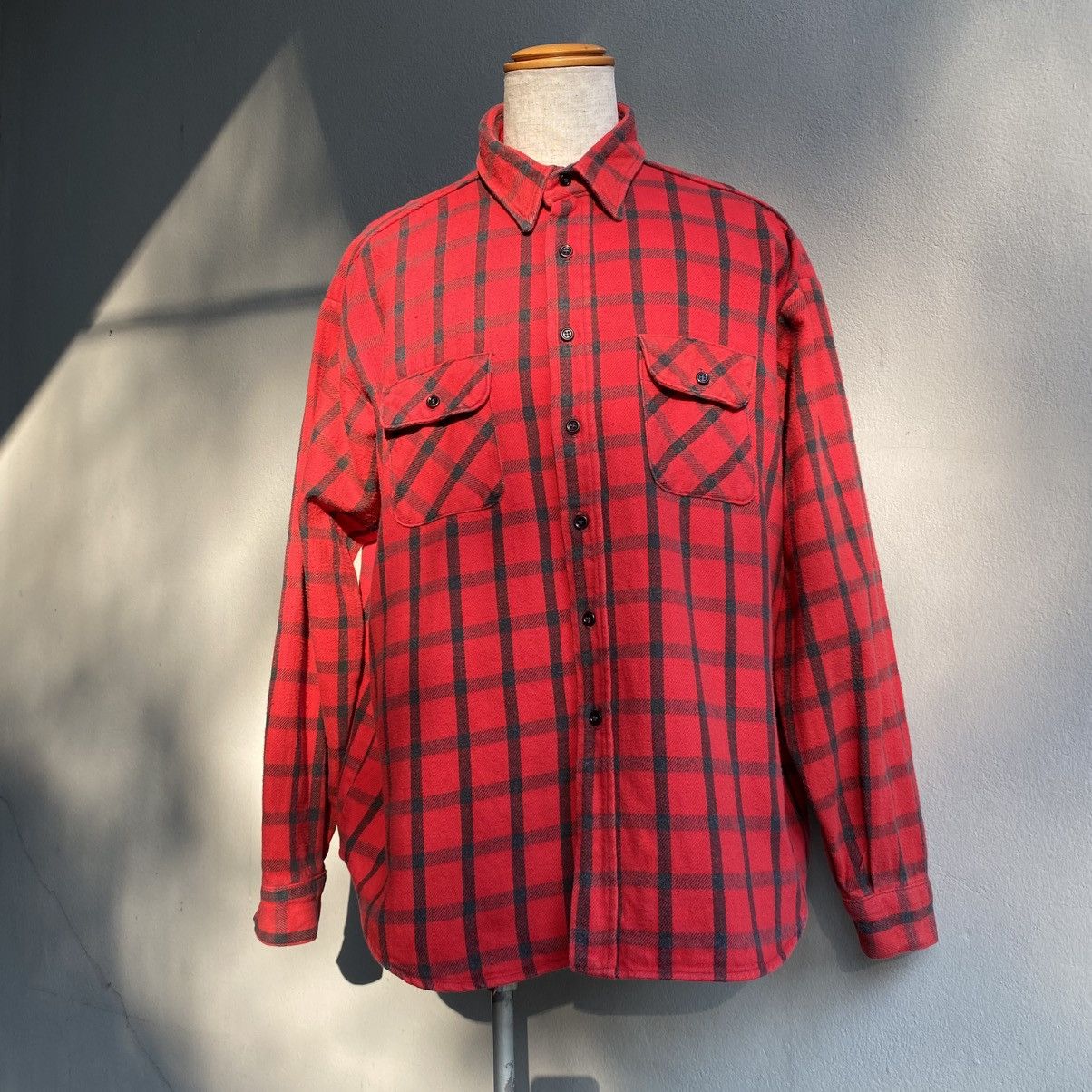 FiveBrother × Vintage FIVE BROTHER Red & Black Plaid Long-Sleeve Shirt. Size US XXL / EU 58 / 5 - 9 Thumbnail