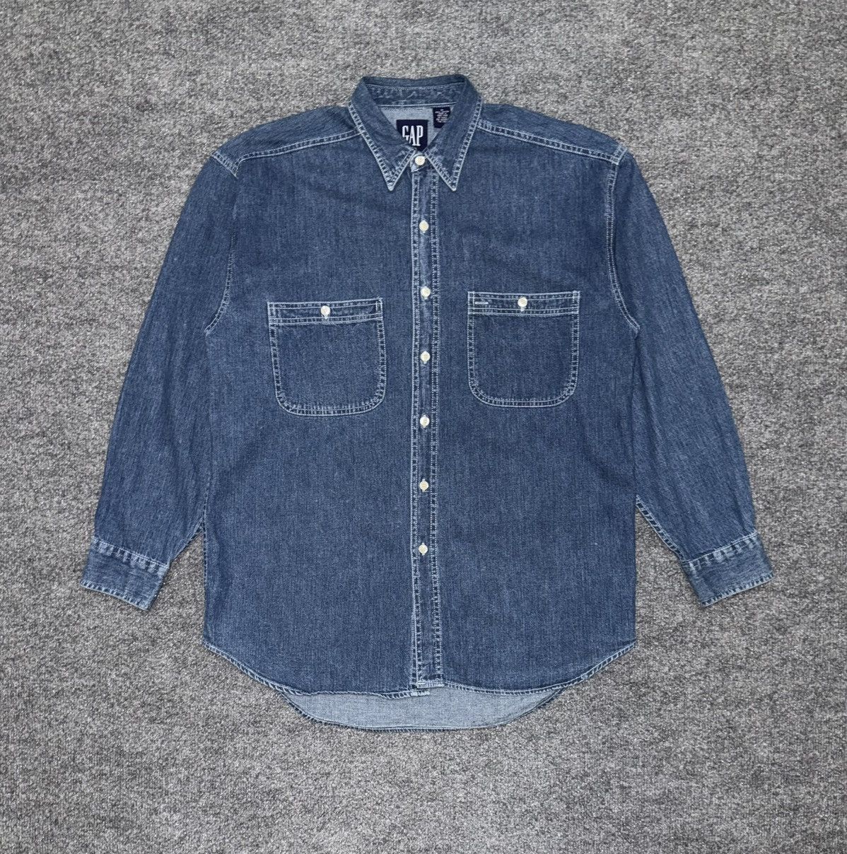 Gap Vintage GAP Denim Shirt Made Hong Kong Medium Faded Workwear Size US M / EU 48-50 / 2 - 1 Thumbnail