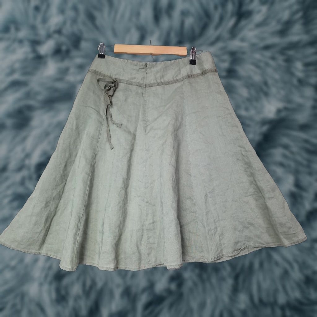 CO New York City Design Skirt Women Knee Length Green Linen Ramie 12 Pleated City Vintage? No. (But can't add "No.") Size 34" / US 12 / IT 48 - 1 Thumbnail
