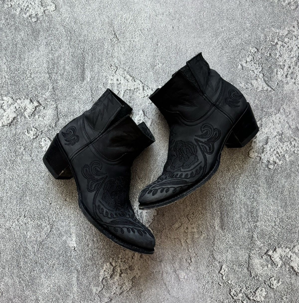 Sendra × Vintage Sendra 39 Wmns black leather cowboy boots hi top Size US 9 / IT 39 - 2 Thumbnail