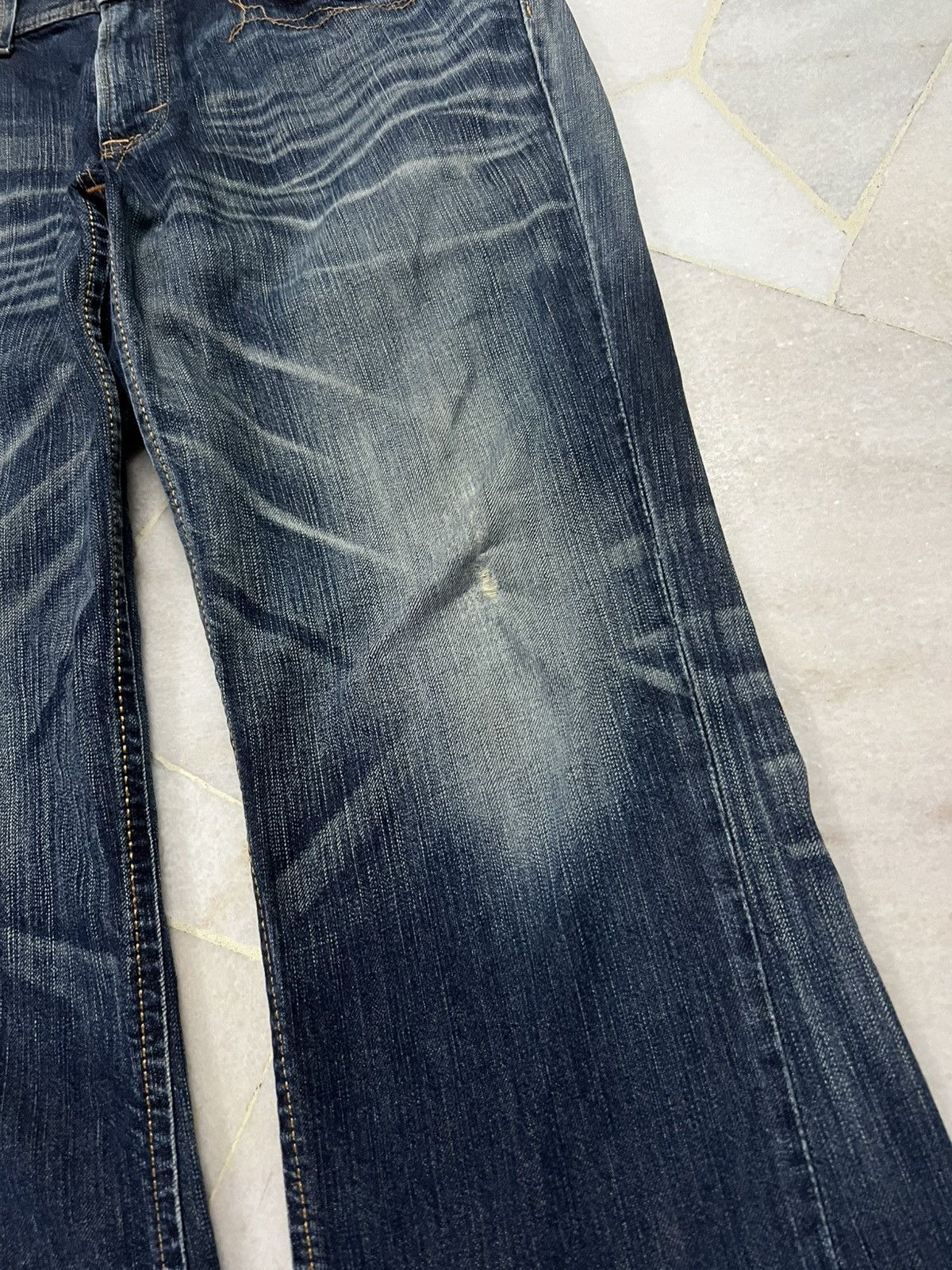 Edwin × Japanese Brand × Vintage 💥Flare💥Edwin Buffalo Head Distress Jean Size US 35 - 7 Thumbnail