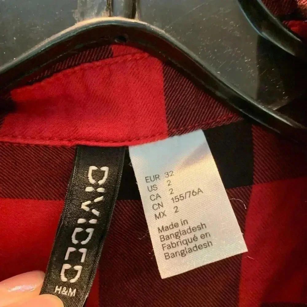 H&M H&M Red and Black Plaid Flannel Shirt - Size 2 - Size S / US 4 / IT 40 - 2 Thumbnail
