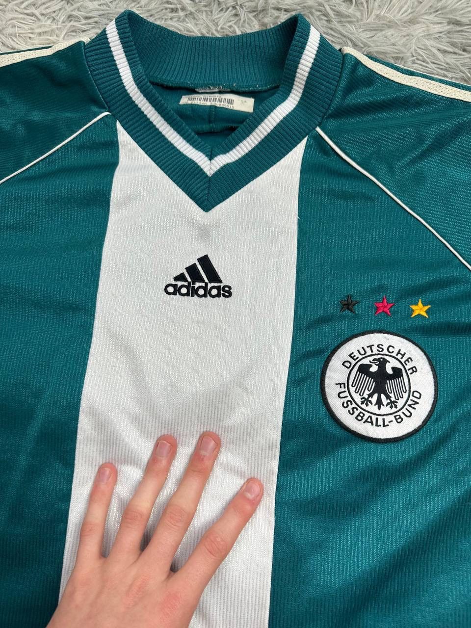 Other Vintage Adidas Germany 1998 Deutschland Away Soccer Jersey Size US XL / EU 56 / 4 - 4 Thumbnail