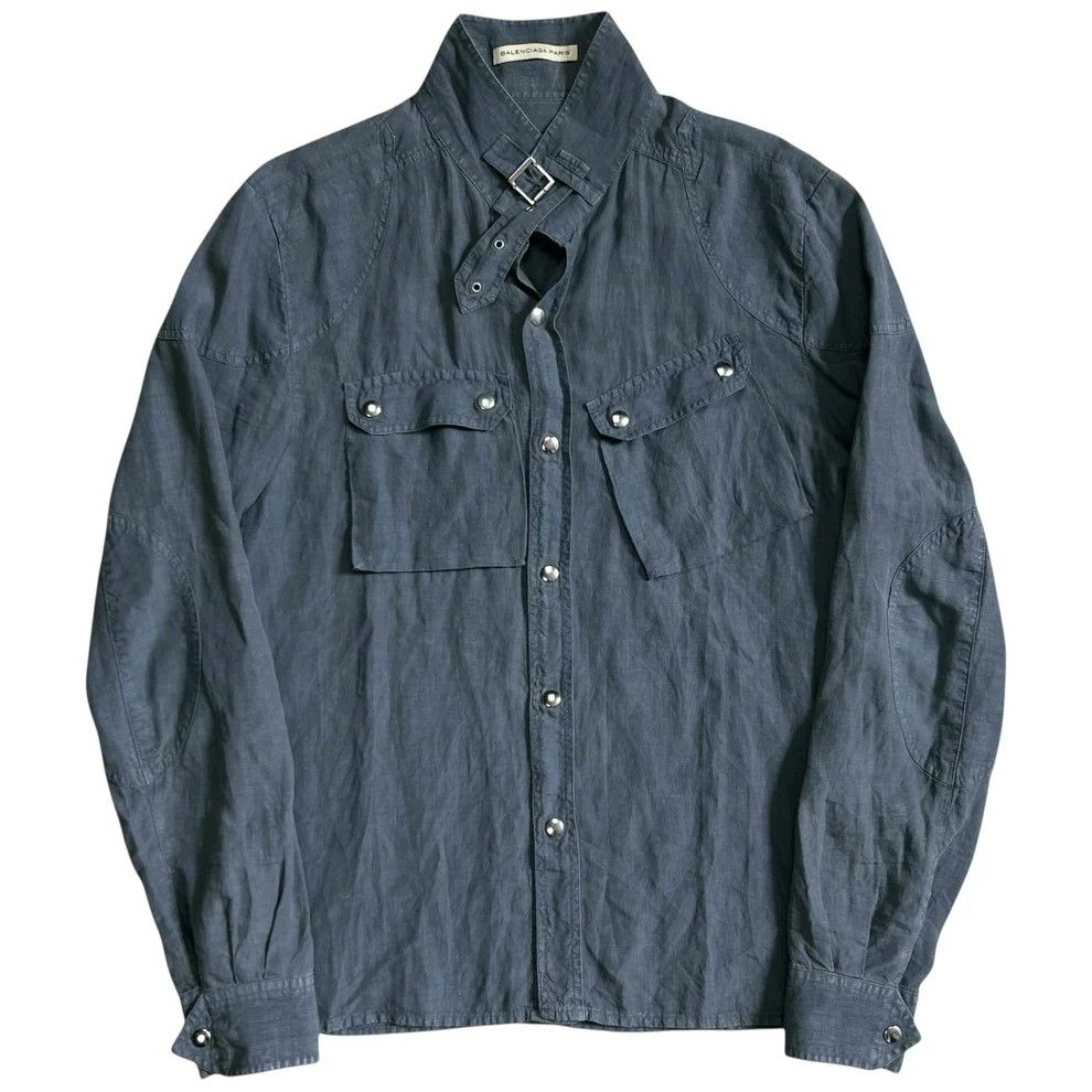 Balenciaga Balenciaga Belt Collar Linen Work Shirt - SS05 Size US M / EU 48-50 / 2 - 6 Thumbnail