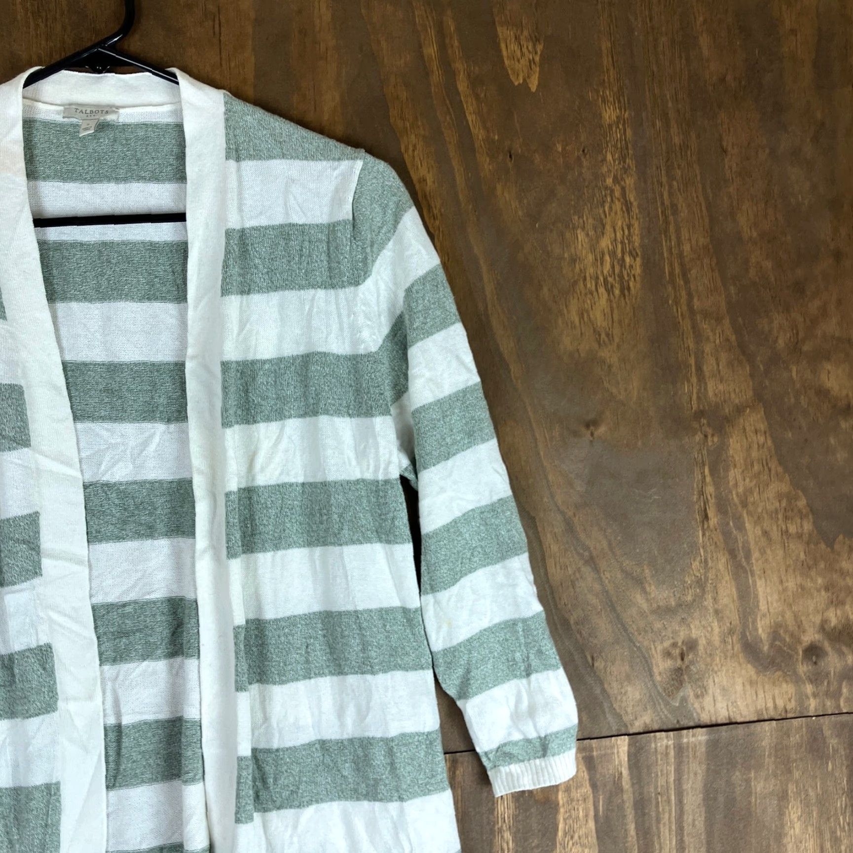 Talbots Talbots Womens Cardigan White Green Striped Open Front 3/4 Sleeve Small Sweater Shirt Bodywarm? Size S / US 4 / IT 40 - 5 Thumbnail
