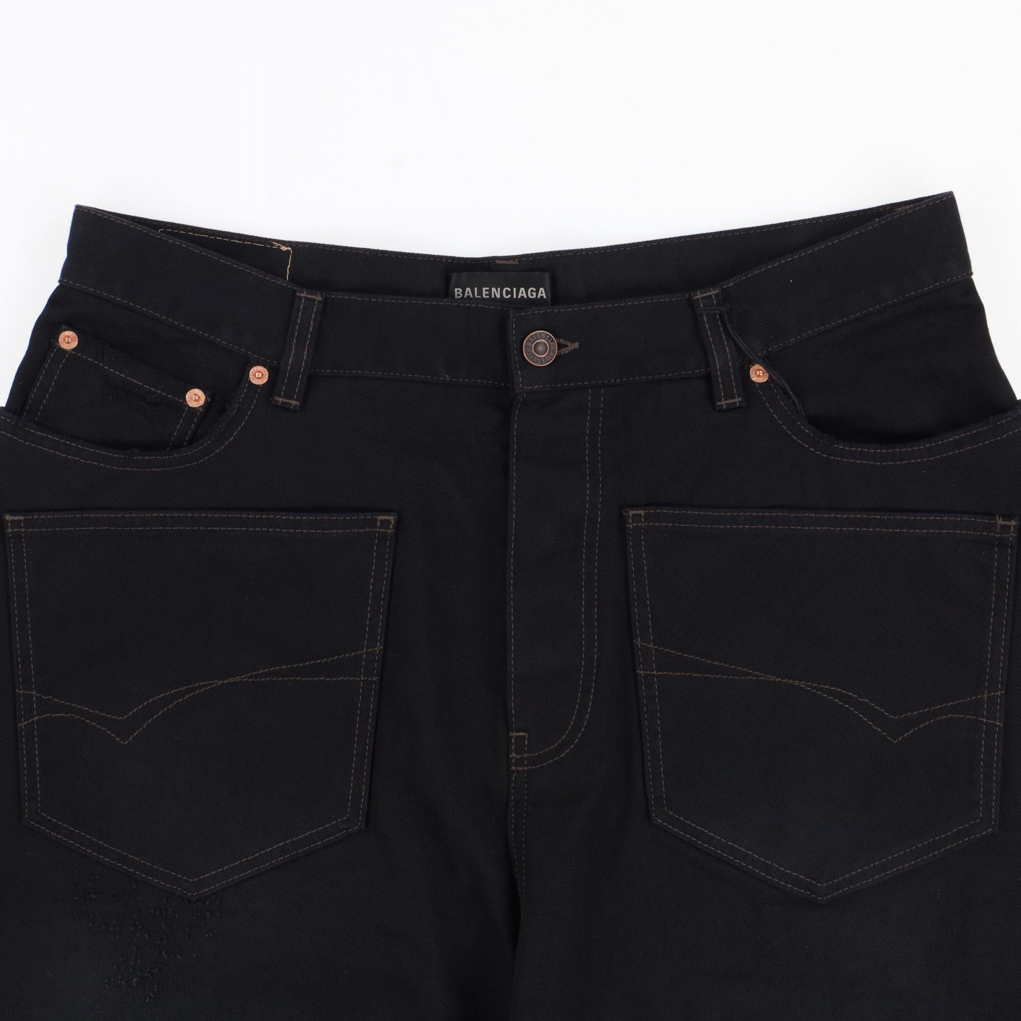 Balenciaga AW22 BLACK PATCHED POCKET BAGGY DENIM Size US 30 / EU 46 - 10 Thumbnail