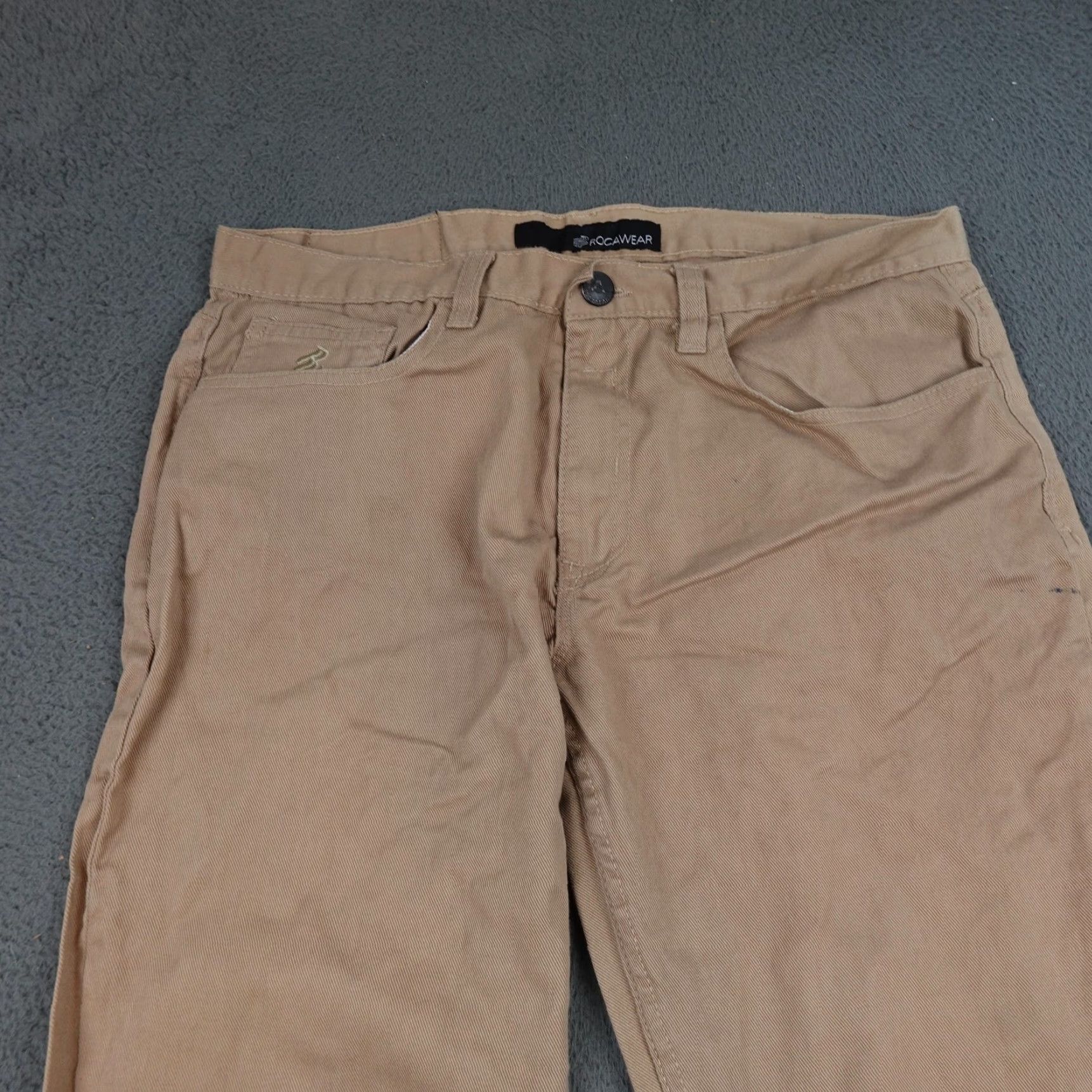 Rocawear Rocawear Jeans Mens 36x32 Tan Khaki Straight Leg Embroidered Back Flap Pockets Size US 36 / EU 52 - 2 Thumbnail