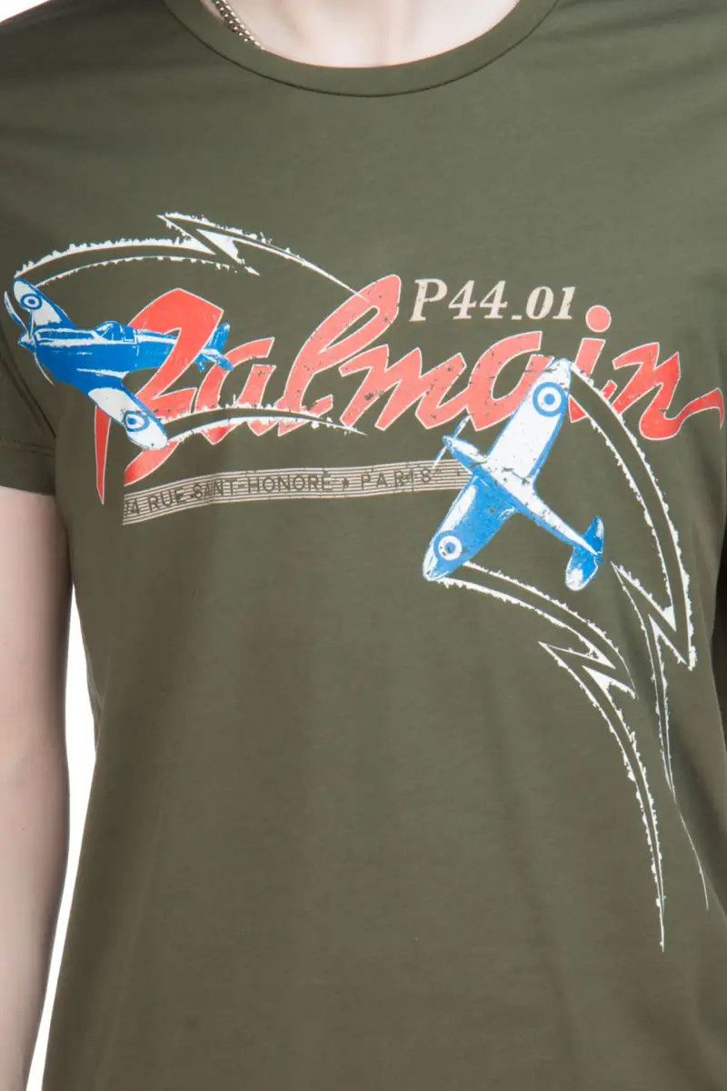 Balmain o1y0426 Logo Crewneck T-Shirt in Military Green Size US XXL / EU 58 / 5 - 3 Thumbnail