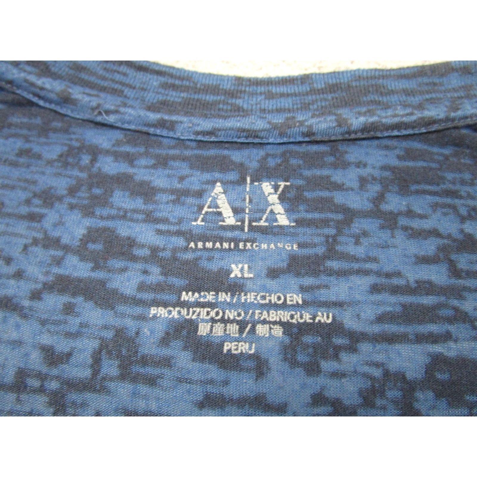 Armani Exchange Armani Exchange Shirt Mens XL Blue Black V Neck Tagless Burnout Tee Graphic Size US XL / EU 56 / 4 - 3 Thumbnail