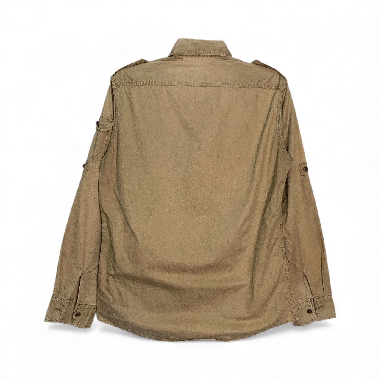 Takeo Kikuchi Rare Takeo Kikuchi Khaki Button Down Roll Up Sleeve Shirts Size US L / EU 52-54 / 3 - 2 Thumbnail