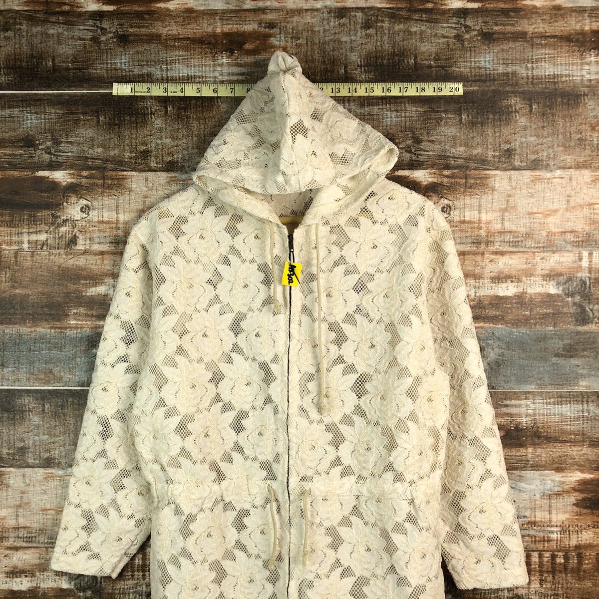 Homespun Knitwear Splash White crochet meshnet art Cardigan Knitwear #A2302 Size M / US 6-8 / IT 42-44 - 2 Thumbnail