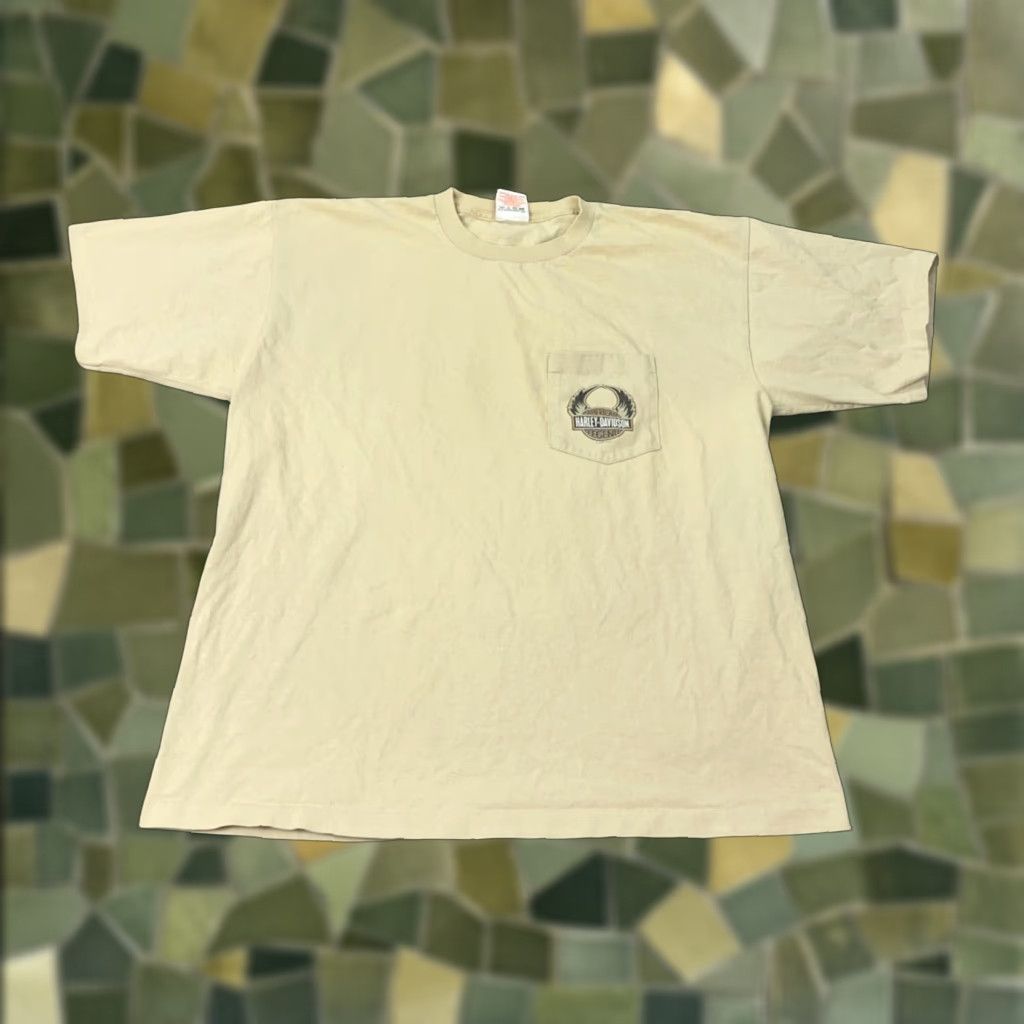 Harley Davidson VINTAGE Harley-Davidson Biker Shirt XL Beige Graphic Print Single Stitch USA Mens Size US XL / EU 56 / 4 - 1 Thumbnail