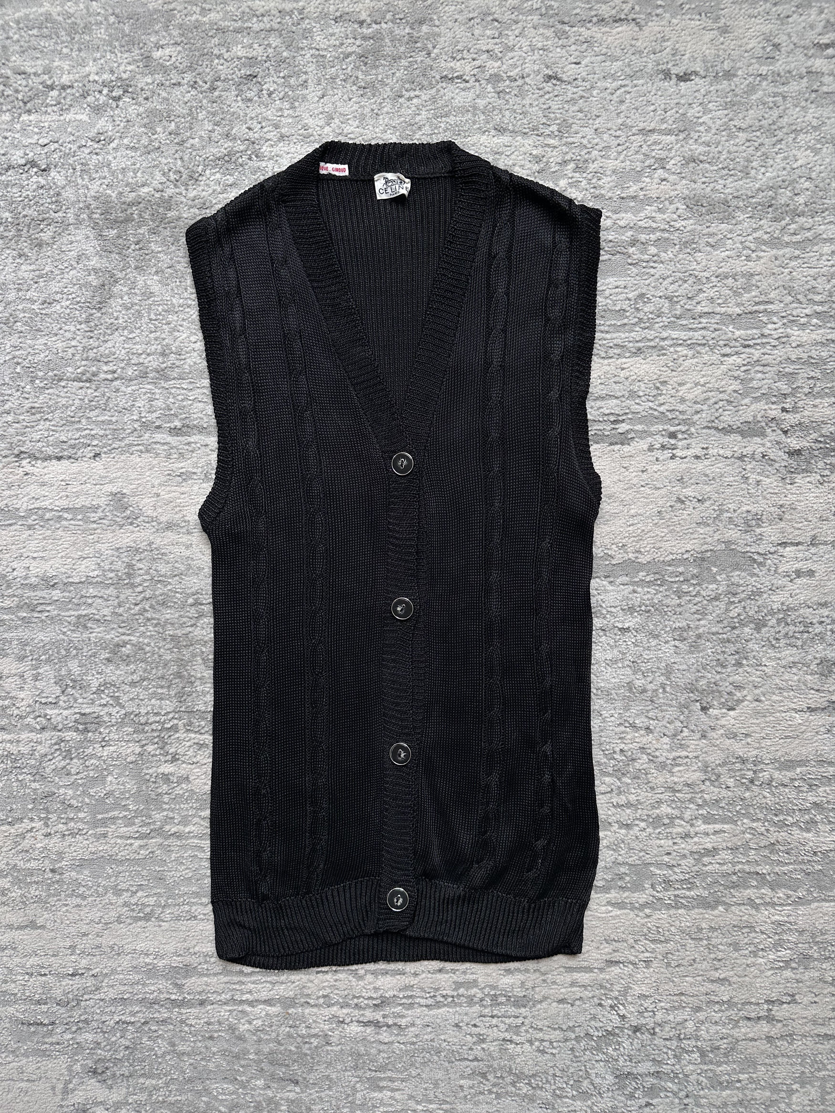 Celine Celine Paris Knit Cable Vest Black Button Up Vintage Size M / US 6-8 / IT 42-44 - 1 Thumbnail