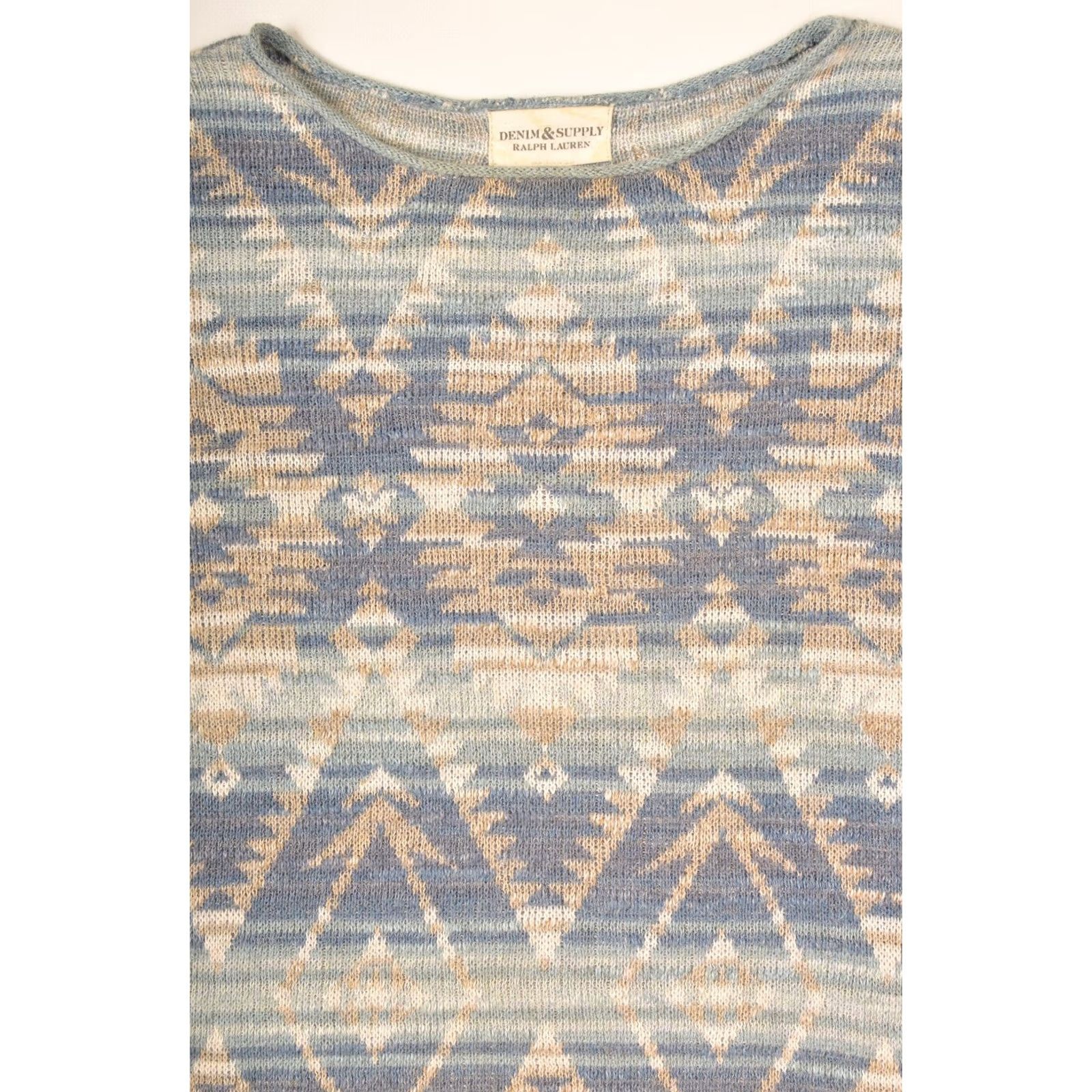Ralph Lauren Denim & Supply Ralph Lauren Aztec Pattern Blue Cotton Pullover Sweater M Women XS-XXL? Size M / US 6-8 / IT 42-44 - 2 Thumbnail