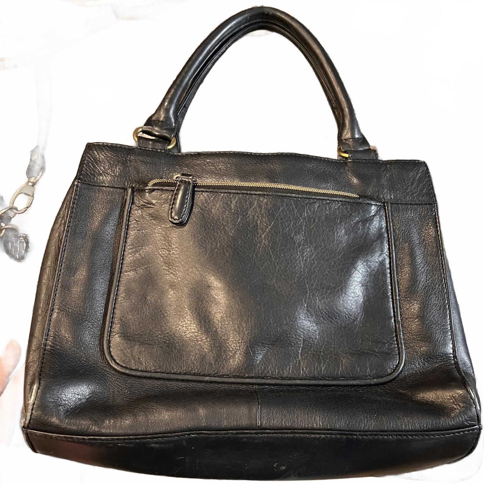 Fossil Fossil Genuine Leather Black Handbag Size ONE SIZE - 1 Thumbnail
