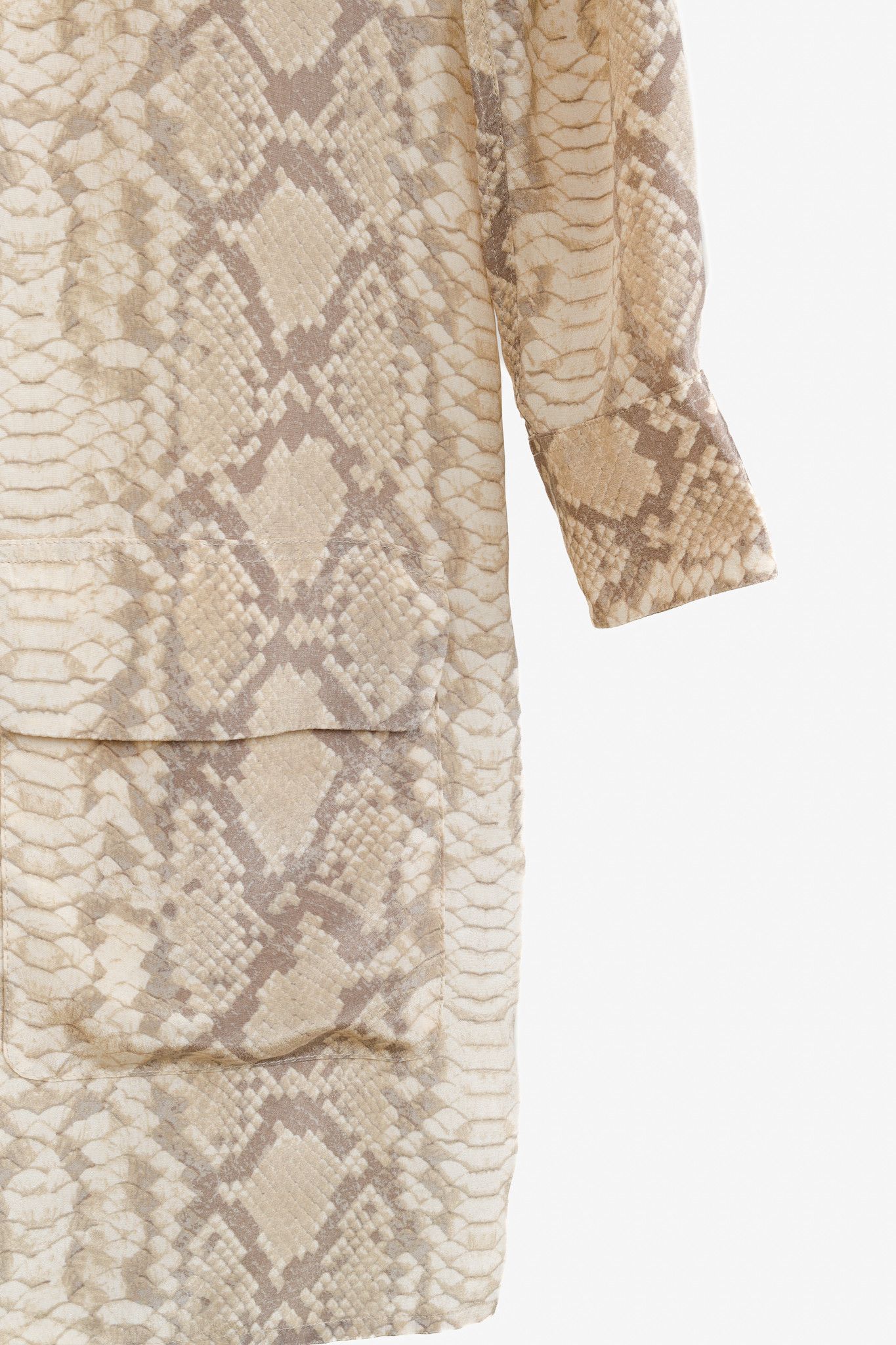 Equipment Equipment Lucida Sand Snake Khaki Long-Sleeve Shift Dress Size XS / US 0-2 / IT 36-38 - 6 Thumbnail