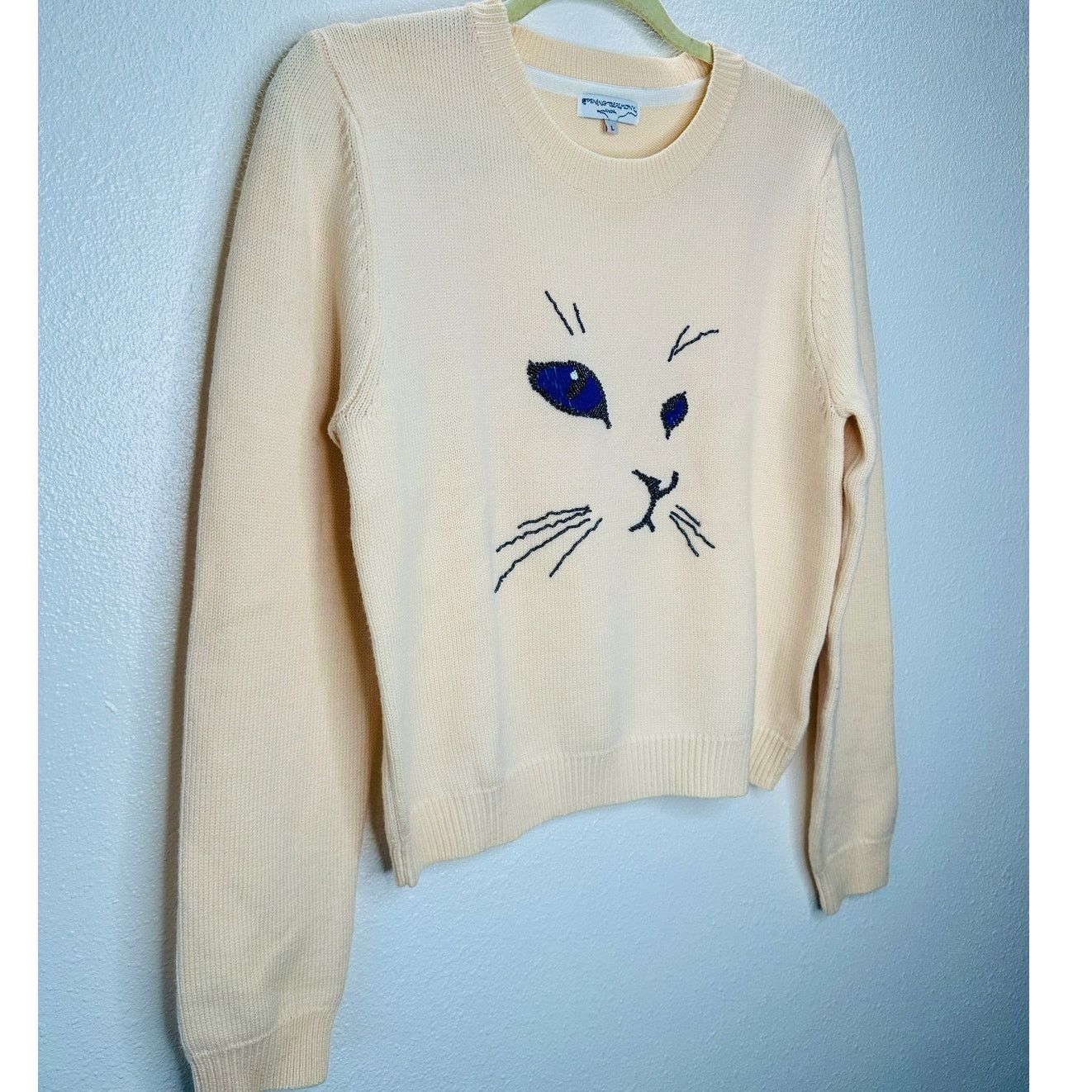 Opening Ceremony Opening Ceremony Butter Cream Crew Neck Cat Motif Sweater L Size L / US 10 / IT 46 - 4 Thumbnail