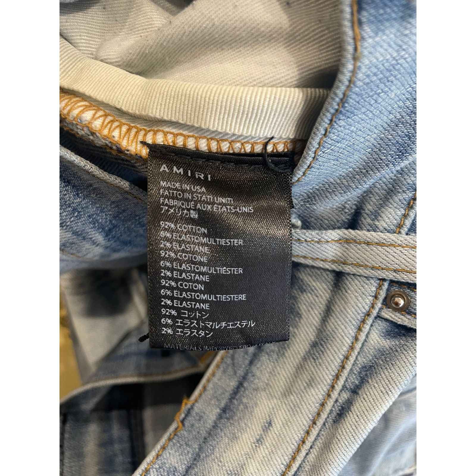 Amiri Amiri Light Wash Tie Dye Patch Blue Jeans Size US 30 / EU 46 - 4 Thumbnail