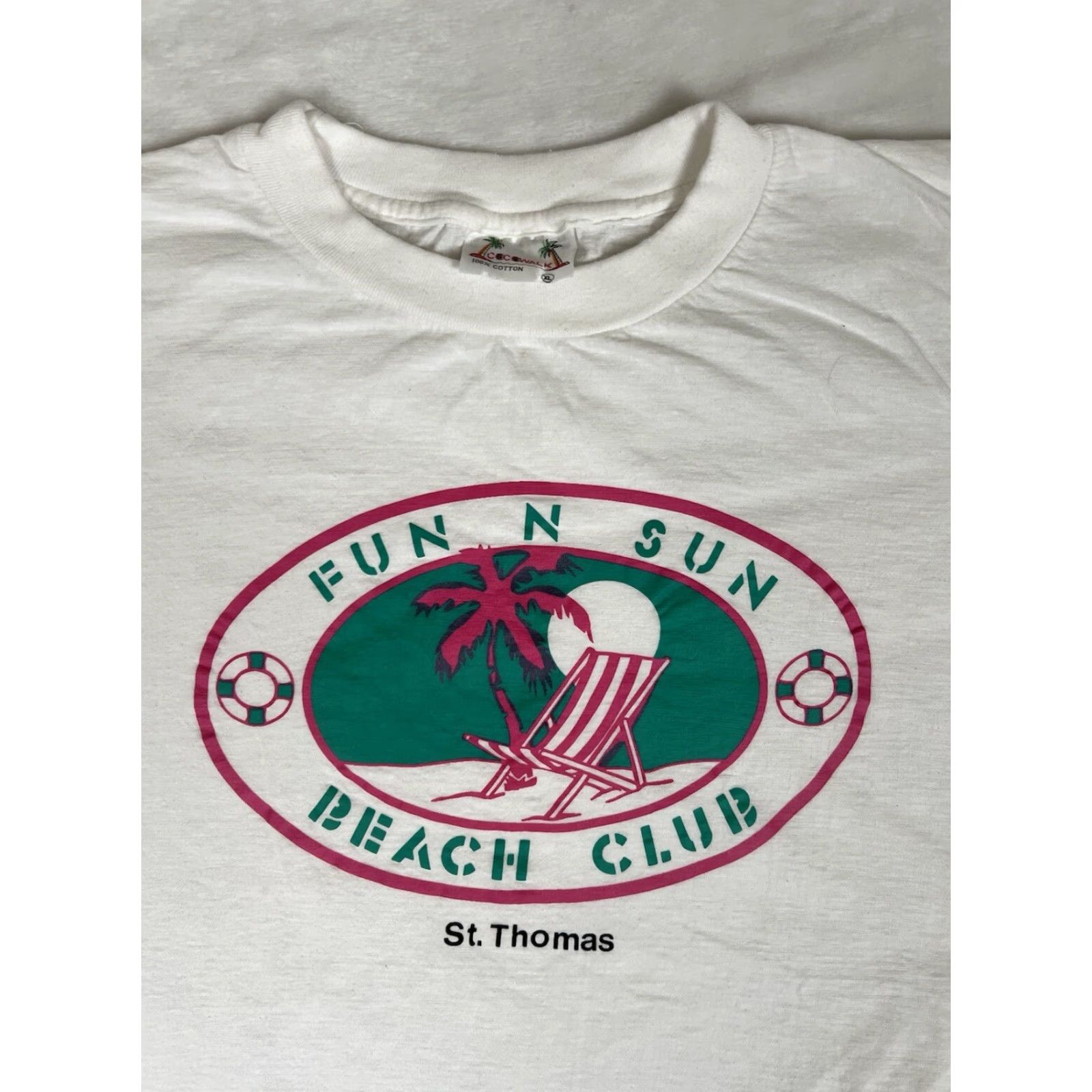 Vintage VINTAGE St Thomas T-Shirt Fun N Sun Beach Club XL White 90s Beach Surf Unisex Adults Mens Womens Boys Girls Size US XL / EU 56 / 4 - 2 Thumbnail
