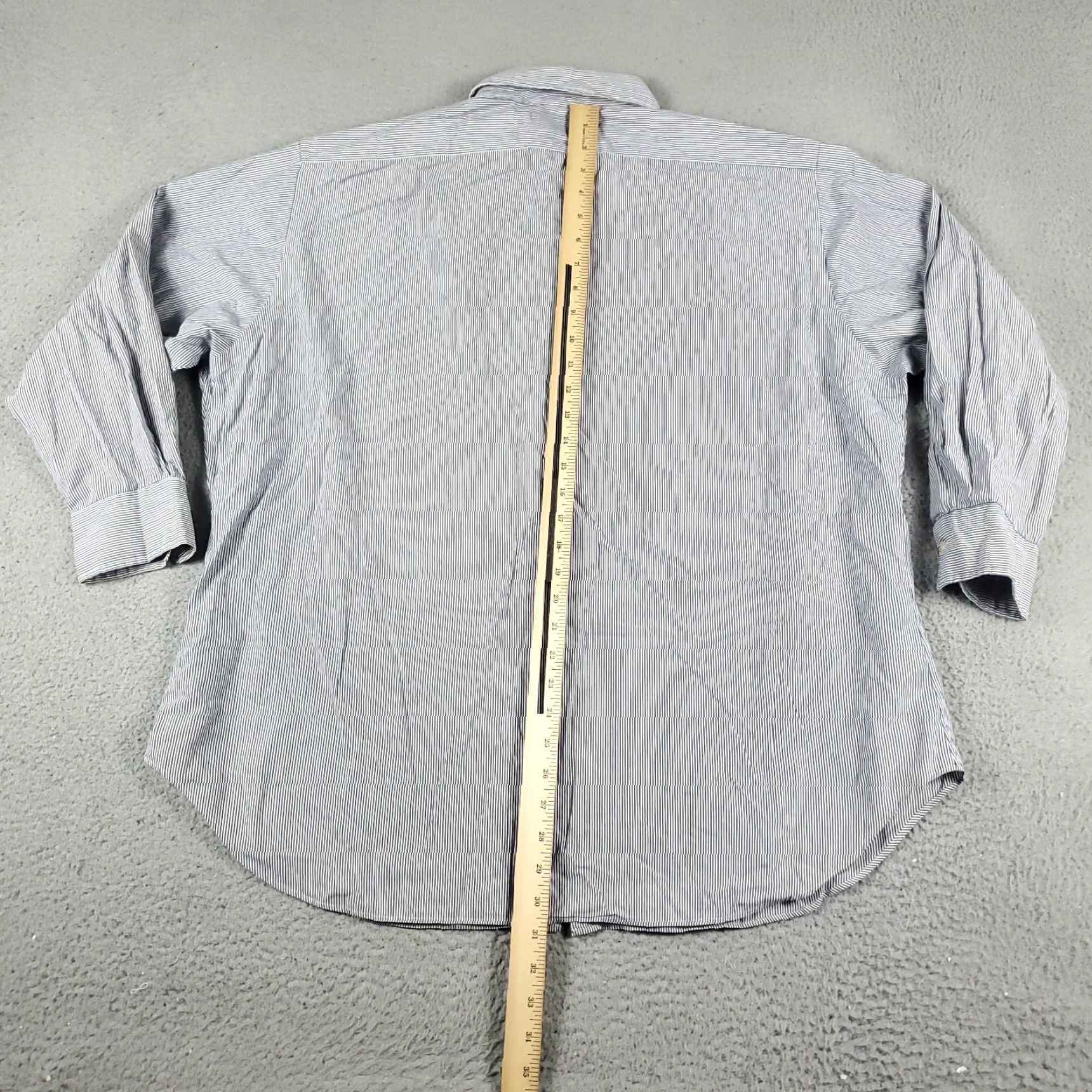 Ralph Lauren Ralph Lauren Shirt Mens 17.5 Blue Striped Dress Button Up Long Sleeve - Classic American Formal Casual Dress Shirt, 17.5 Neck, Blue, Cotton Size 46R - 3 Thumbnail