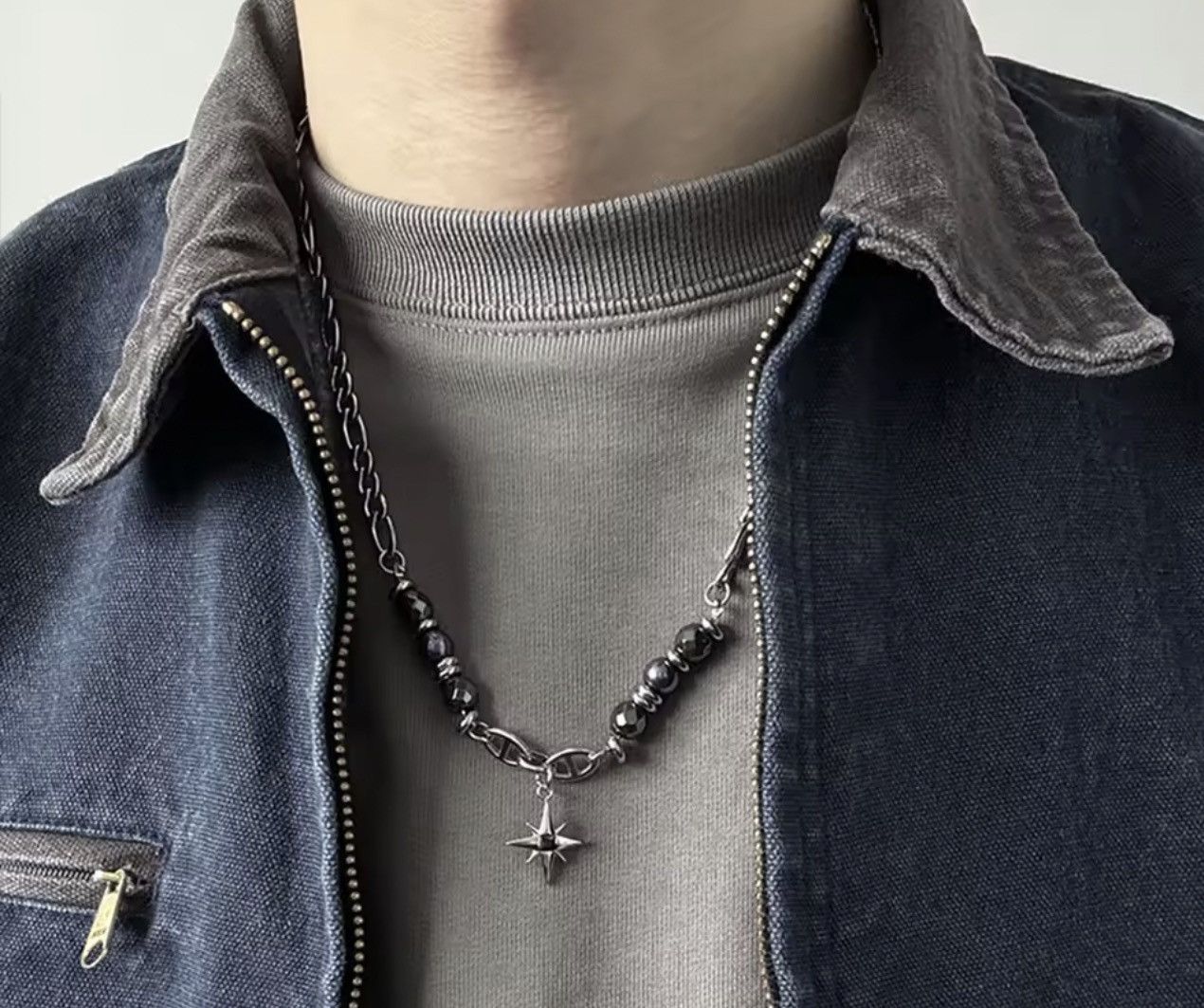 Japanese Brand Obsidian Star Necklace (55 + 5 cm ) Size ONE SIZE - 7 Thumbnail