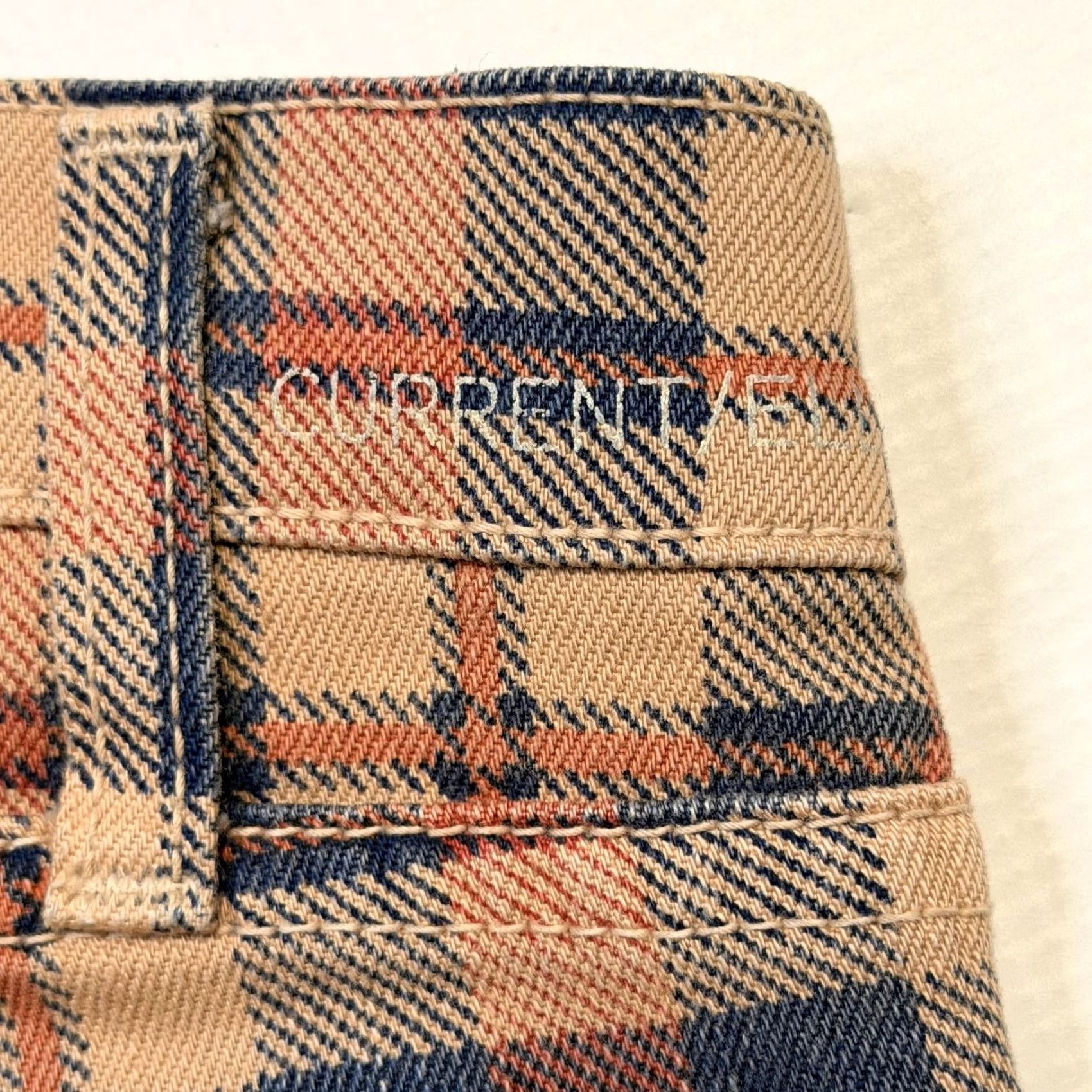 Vintage Current/Elliott The Stiletto Jeans Womens 25 Tan Plaid Skinny Ankle Stretch Size 42" / US 20 - 7 Thumbnail