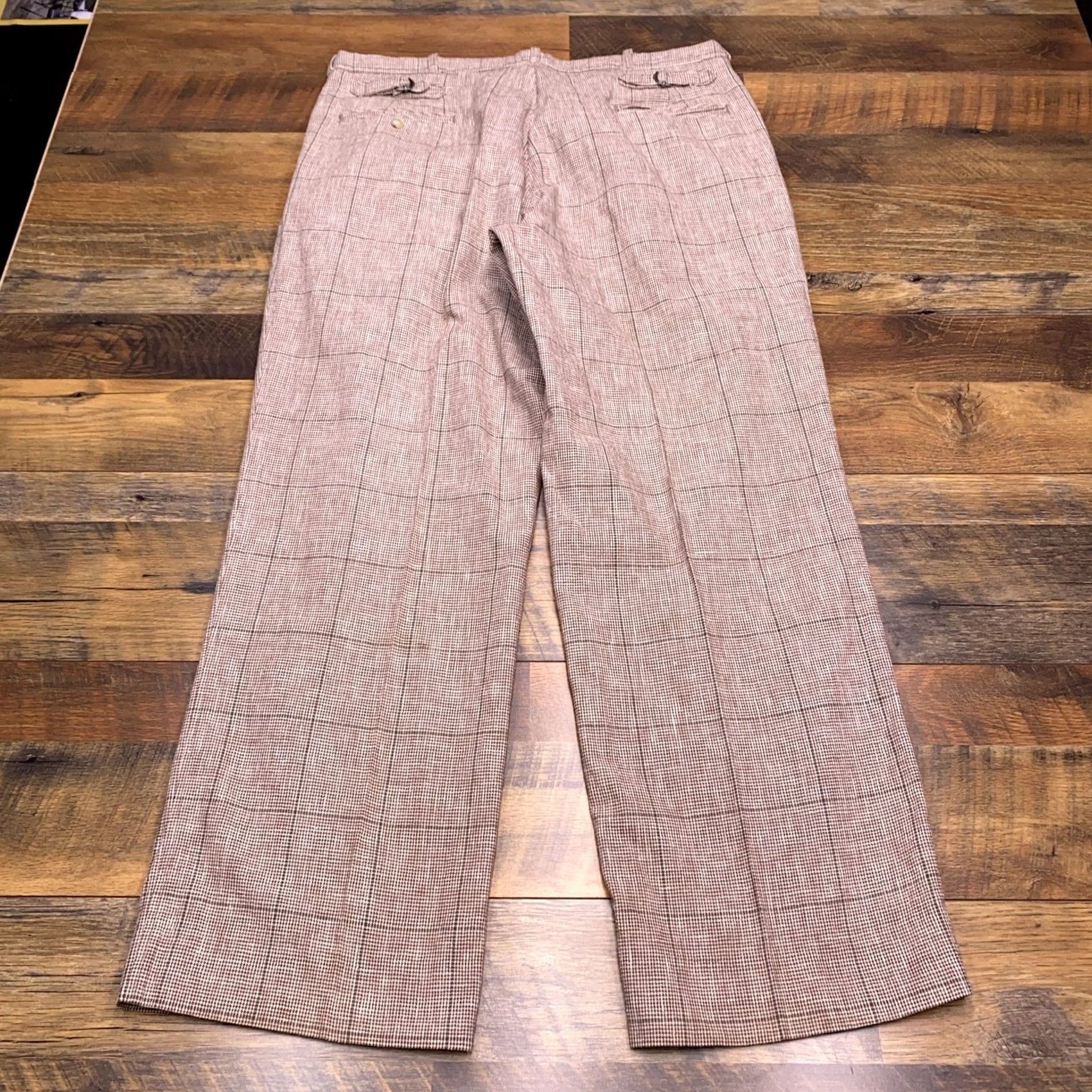 Polo Ralph Lauren VINTAGE Polo Ralph Lauren Pants Mens 36x30 Pleated Windowpane Plaid Houndstooth Brown Straight Chino Belt Loops Logo Vintage Boy? Size US M / EU 48-50 / 2 - 3 Thumbnail