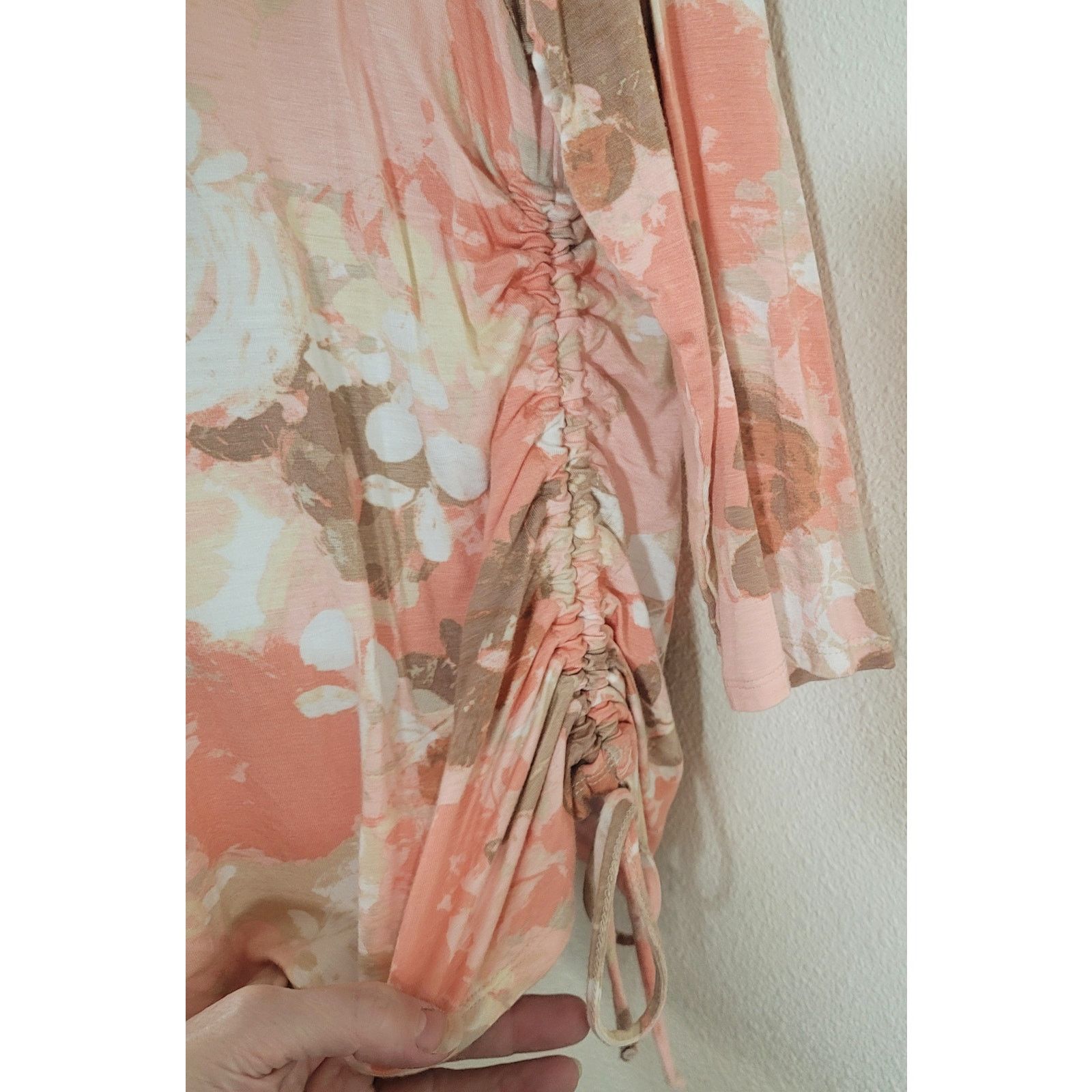 Other Ruby Rd Pink Salmon Floral Print Beaded Sequin Bodice Medium Size M / US 6-8 / IT 42-44 - 2 Thumbnail