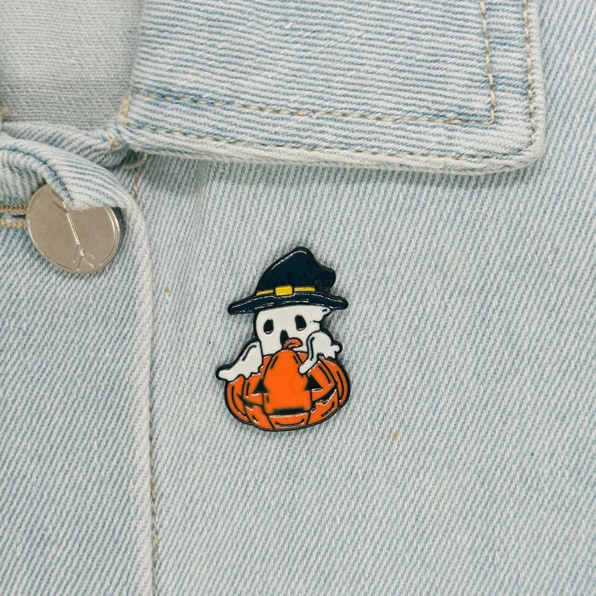 Other ☀️Oz Enamel Pins Ghost with hat and Pumpkin in Halloween Ora Size ONE SIZE - 1 Thumbnail