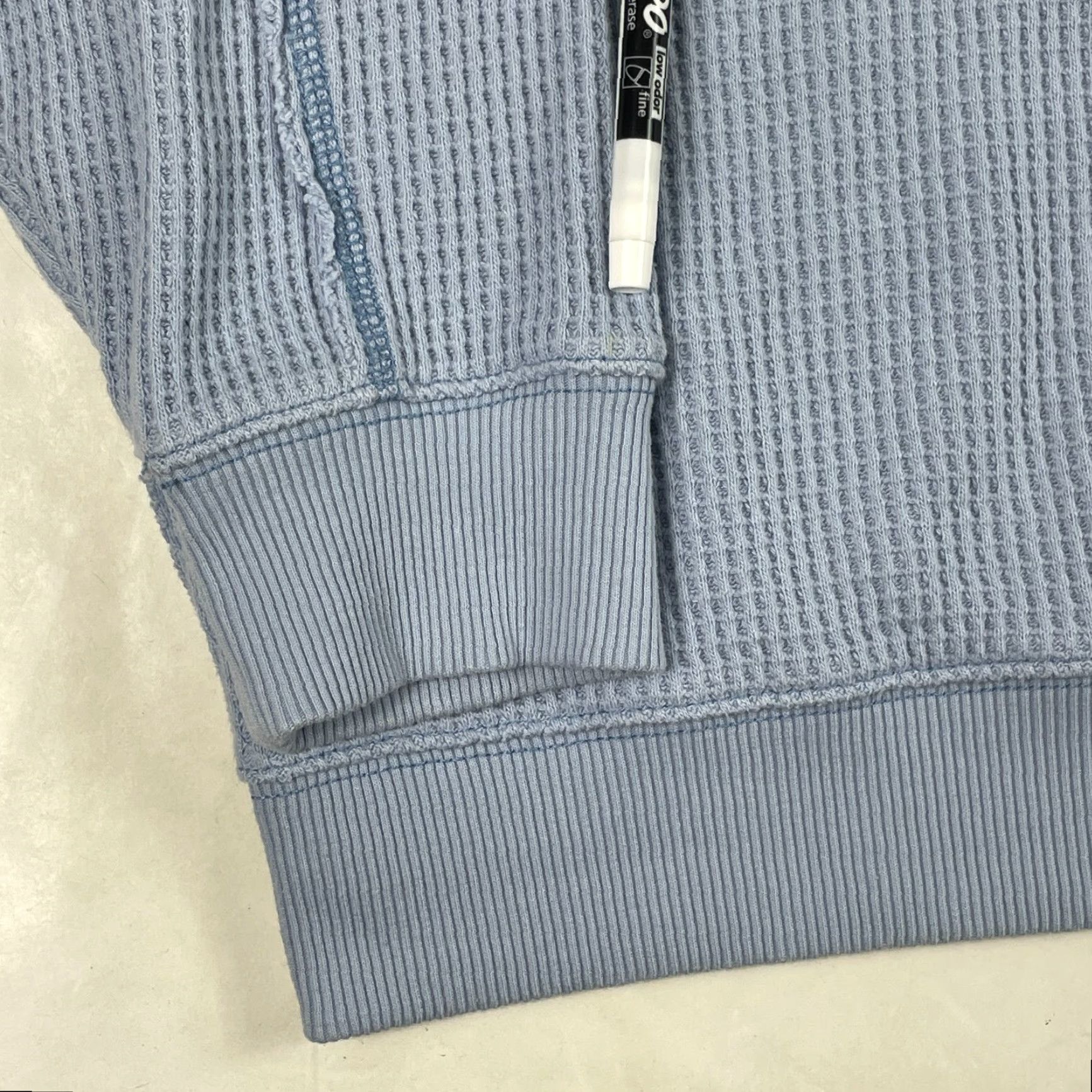 Vintage Aerie Sweater Shirt Womens XL Blue Thermal Waffle Knit Long Sleeve Pullover Size XL / US 12-14 / IT 48-50 - 6 Thumbnail